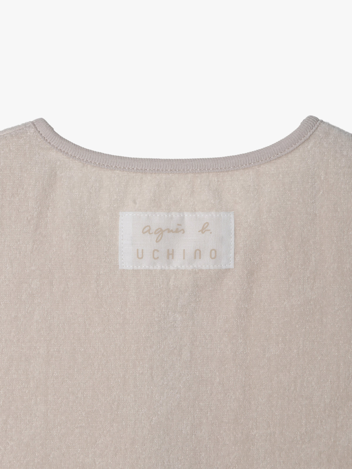 ENFANT ベビー agnes b. × UCHINO ベビー ロゴ コットン パイル スリーパー ベージュ