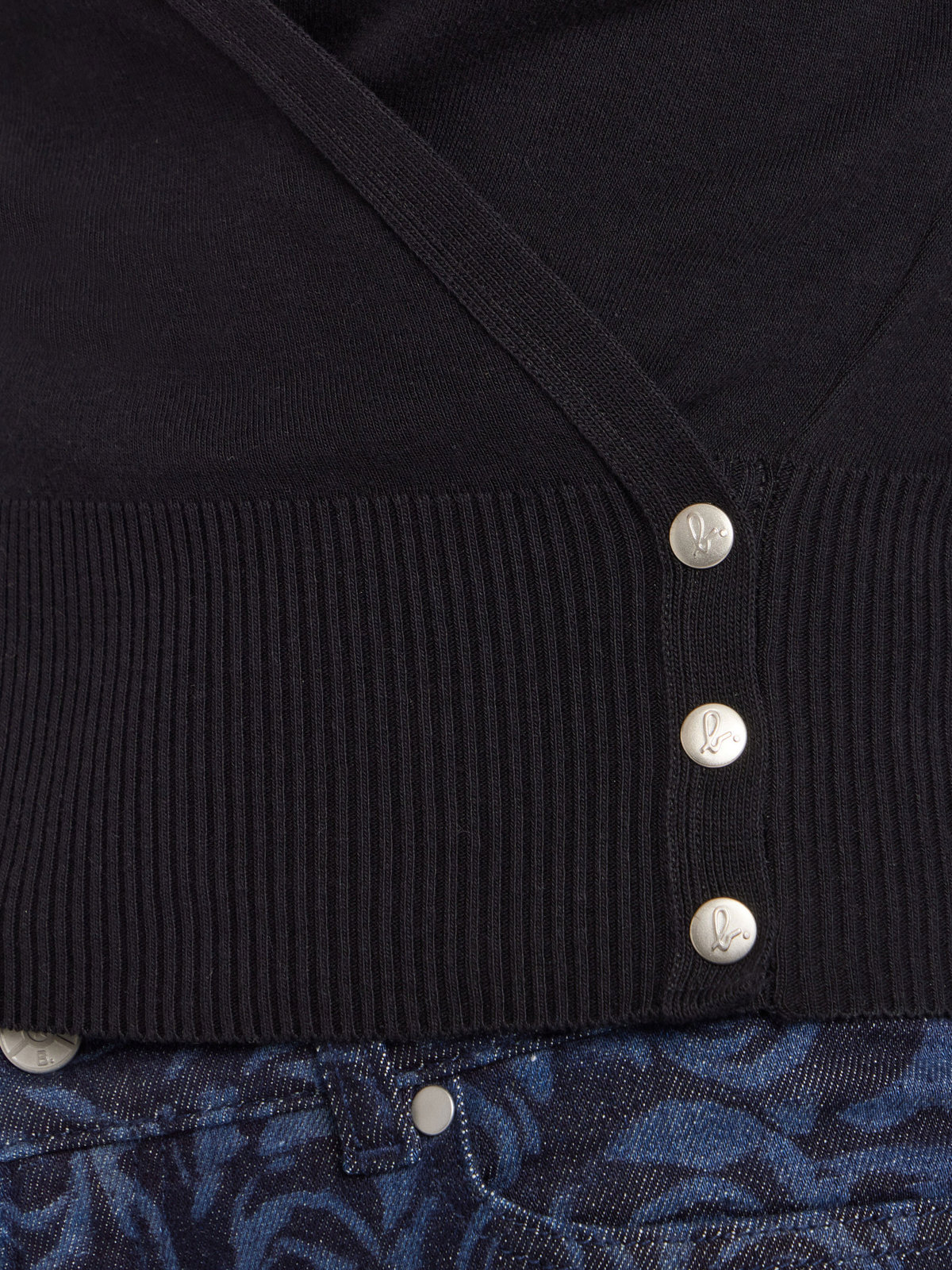FEMME ウィメンズ コットン 長袖 カシュクール トップス ブラック