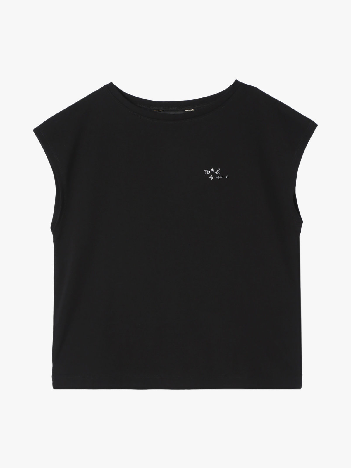 To b. by agnès b. 【Outlet】グリッターロゴフレンチスリーブTシャツ ブラック