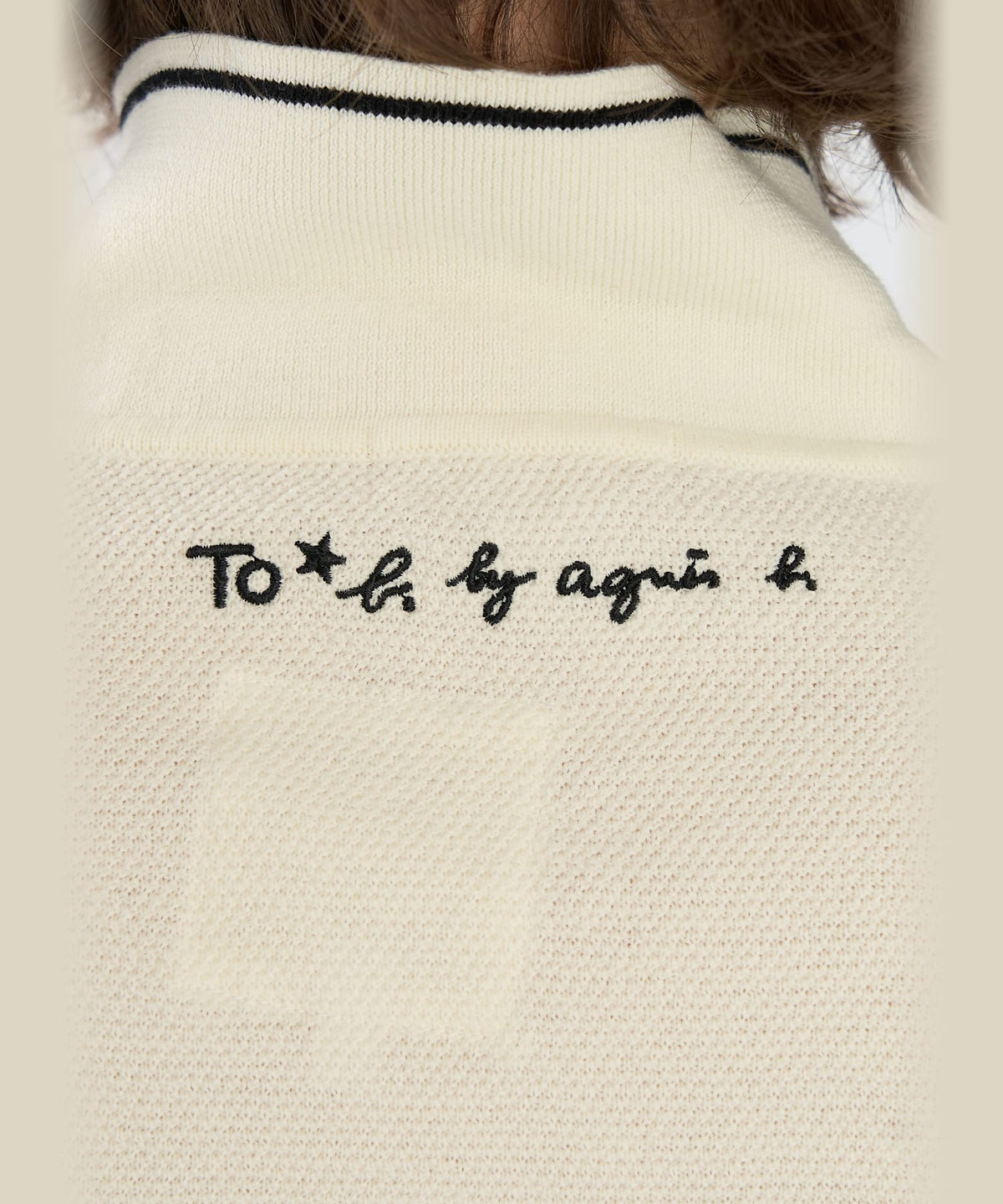 To b. by agnès b. To b. by agnes b.× green label relaxing ロゴ刺繍 コットン ニットポロ ホワイト