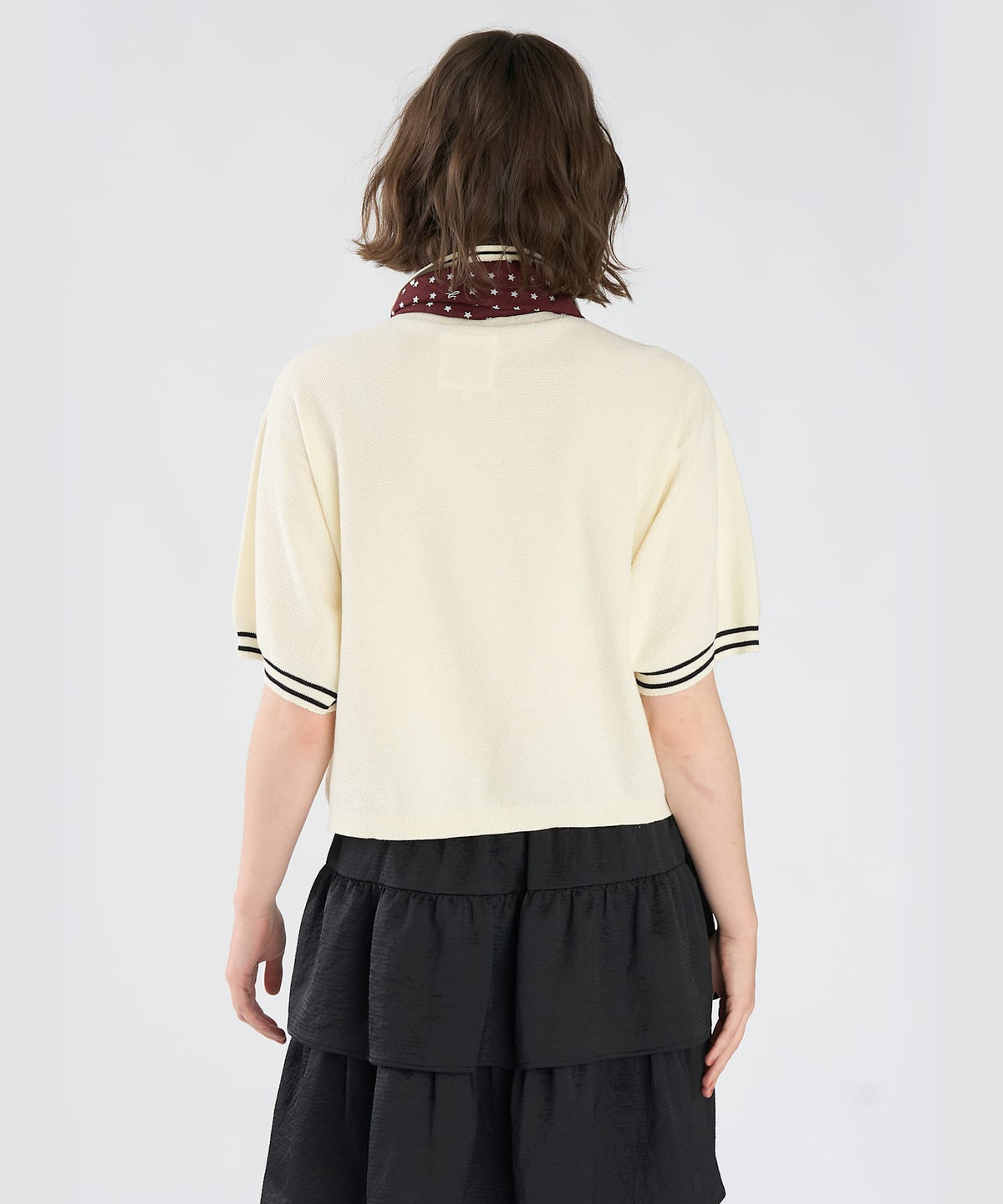 To b. by agnès b. To b. by agnes b.× green label relaxing ロゴ刺繍 コットン ニットポロ ホワイト