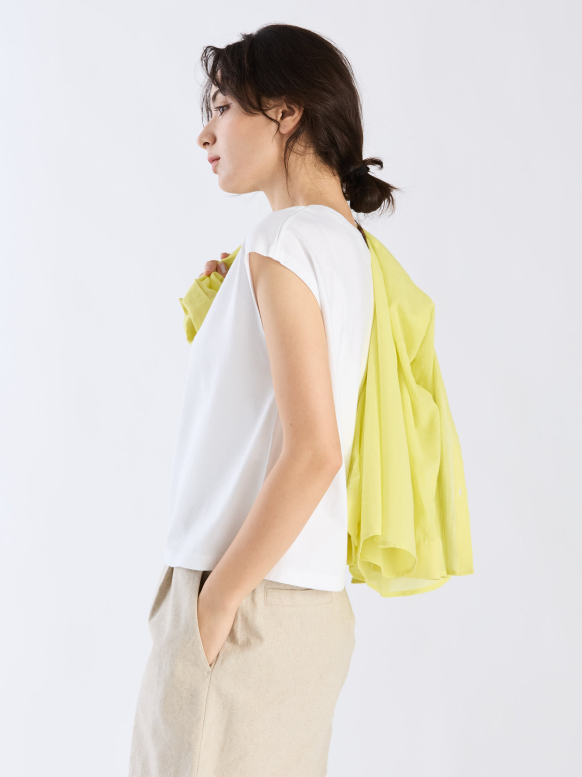 To b. by agnès b. 【Outlet】グリッターロゴフレンチスリーブTシャツ ホワイト