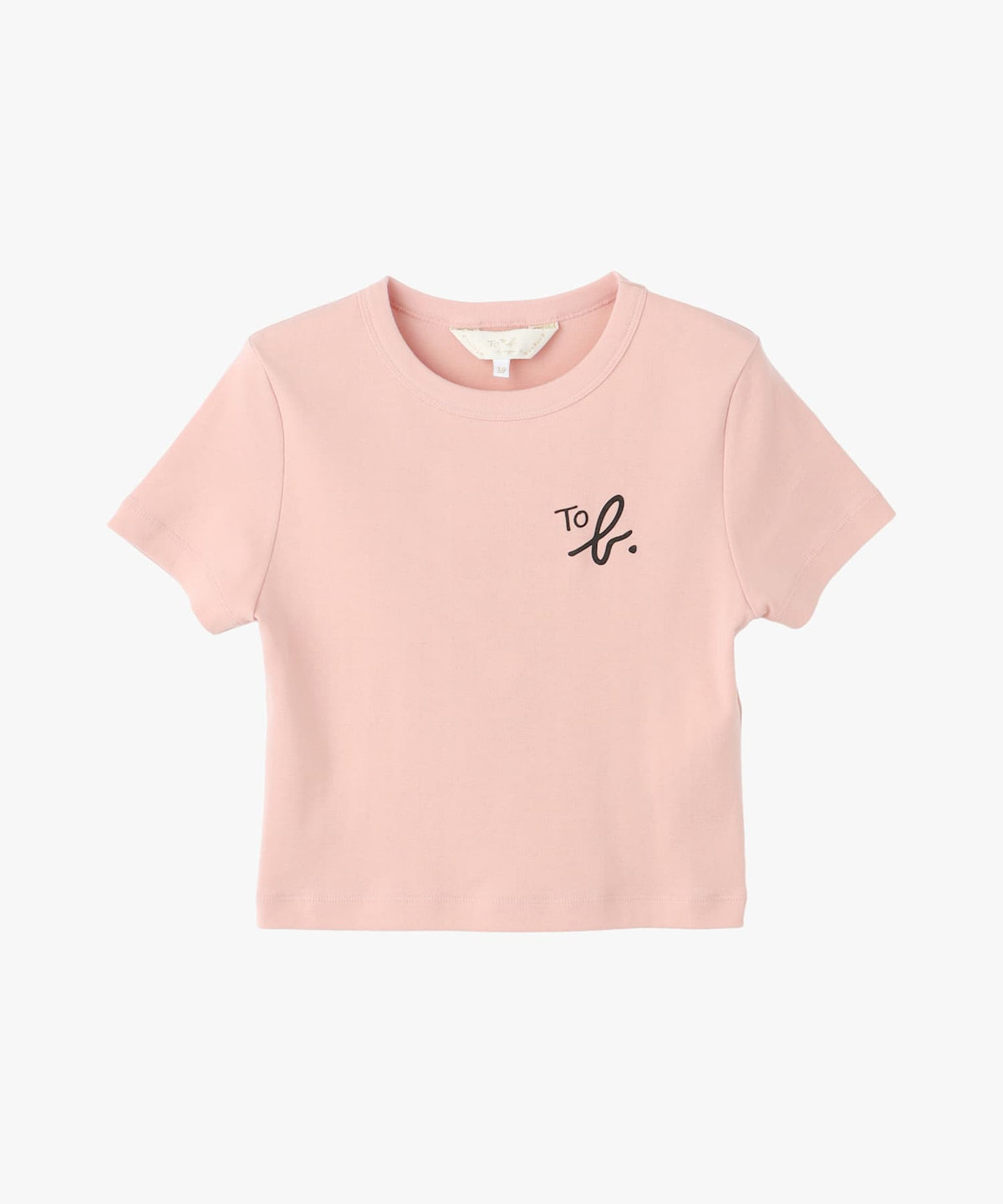 To b. by agnès b. "To b."ロゴ コットン 半袖 クロップド Tシャツ ペールピンク