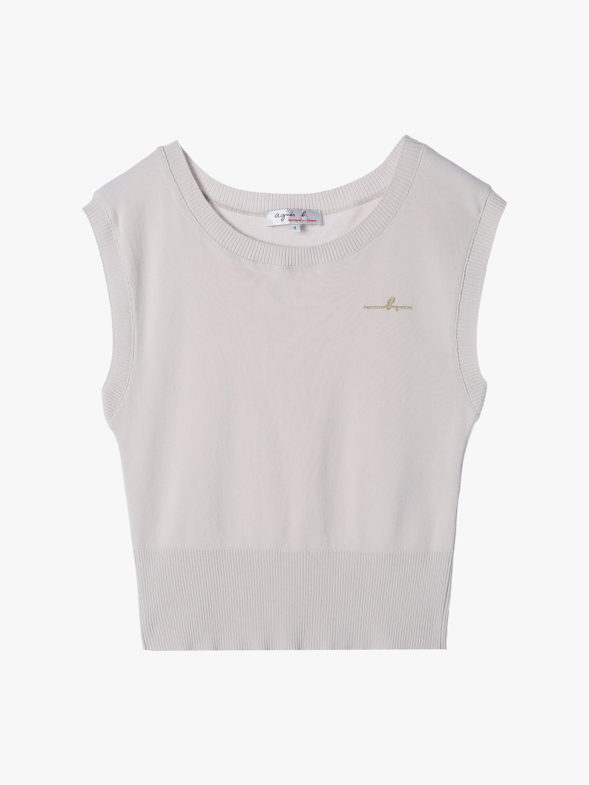 FEMME ウィメンズ 【Outlet】”b.” ロゴ刺繍 コットンニット ベスト ”Ovaline” ベージュ系その他