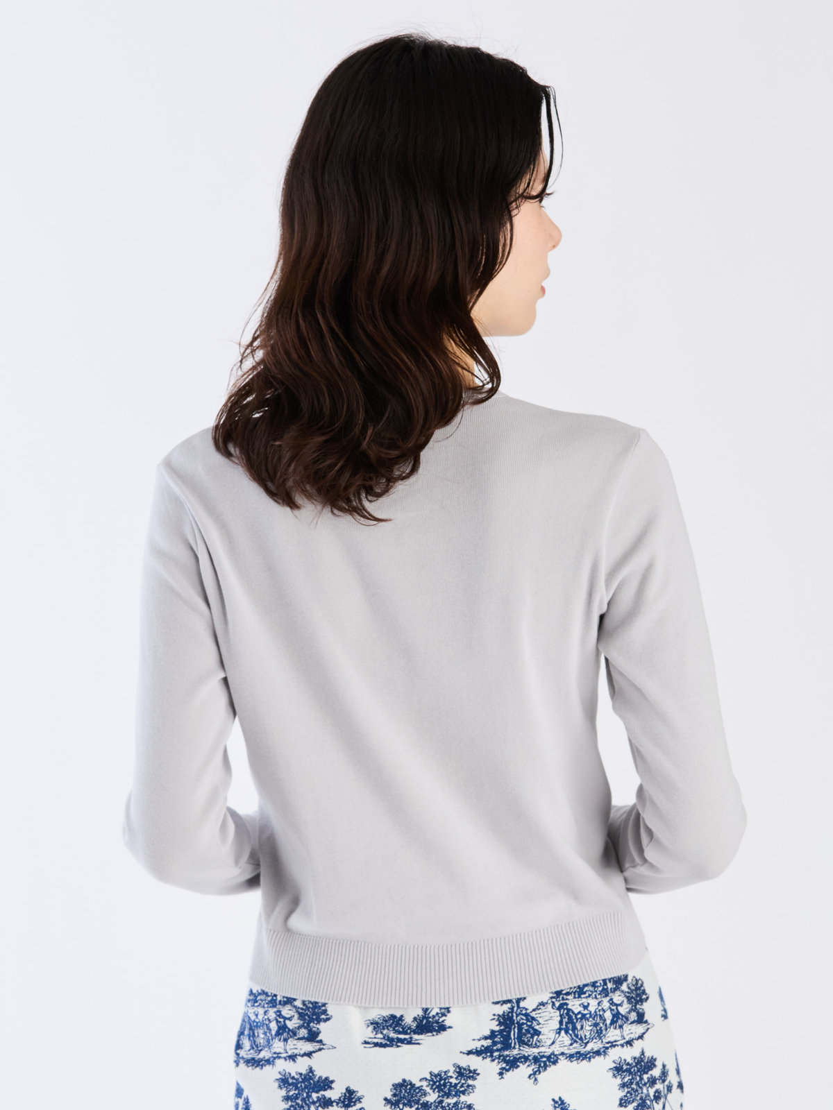 FEMME ウィメンズ 【Outlet】コットン ニット 長袖 カーディガンプレッション ”Swing Nacre” グレー