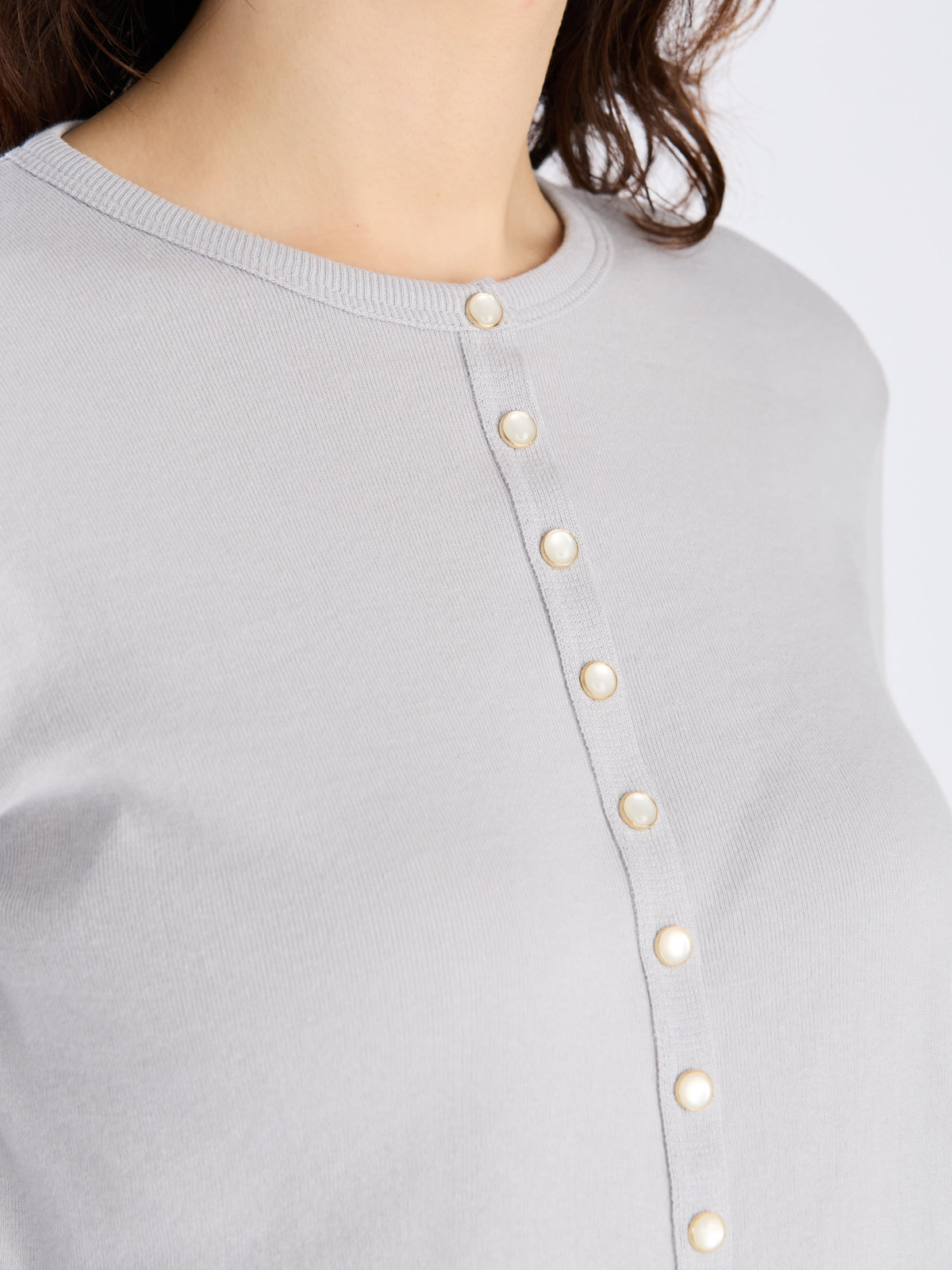 FEMME ウィメンズ 【Outlet】コットン ニット 長袖 カーディガンプレッション ”Swing Nacre” グレー