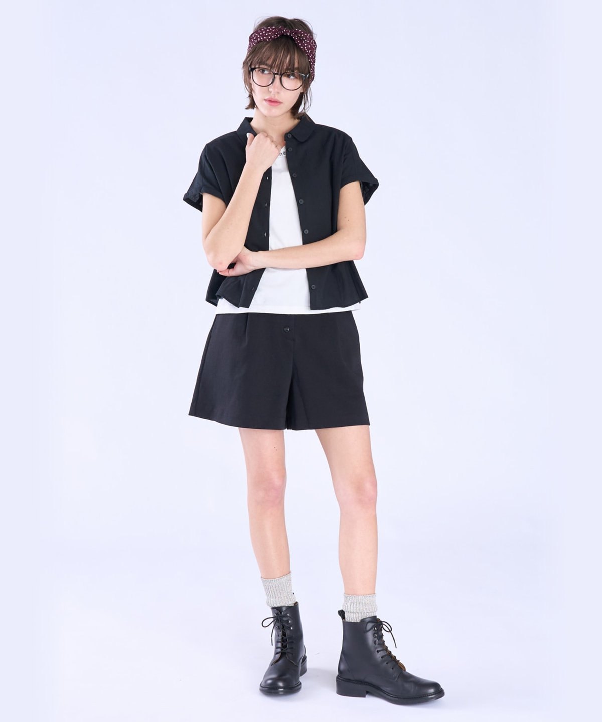 To b. by agnès b. メッセージ 刺繍 コットン 半袖 Tシャツ "Bonheur" ホワイト