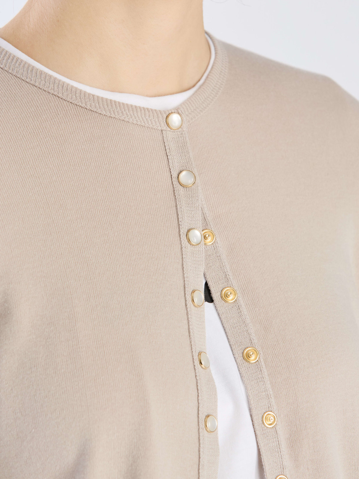 FEMME ウィメンズ 【Outlet】コットン ニット 長袖 カーディガンプレッション ”Swing Nacre” グレー系その他