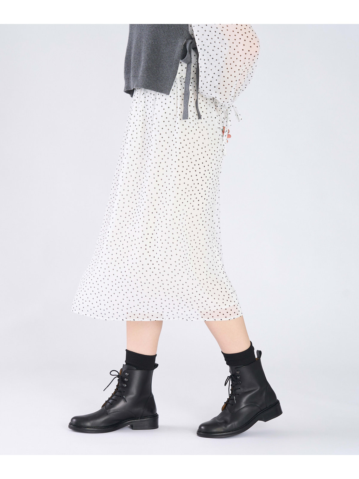 To b. by agnès b. ドットプリント ヨウリュウ スカート ホワイト