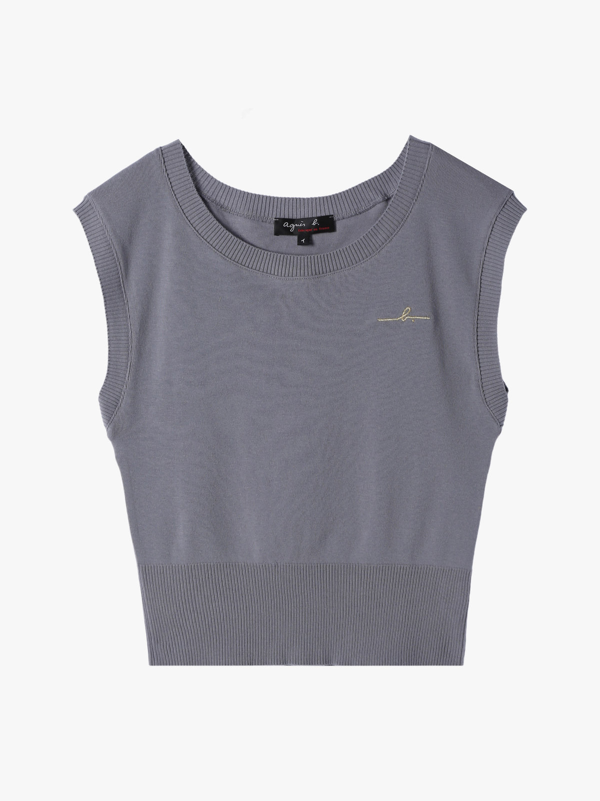 FEMME ウィメンズ 【Outlet】”b.” ロゴ刺繍 コットンニット ベスト ”Ovaline” グレー