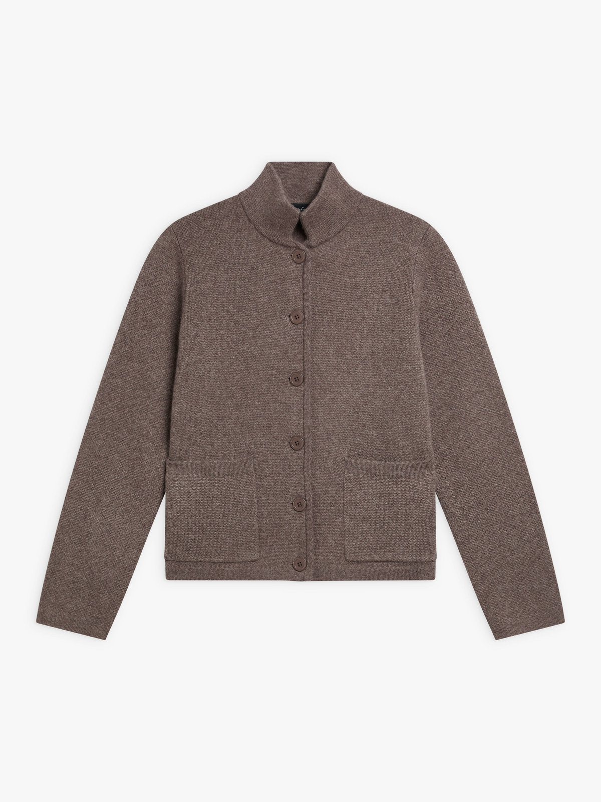 FEMME ウィメンズ カシミヤ スタンドカラー 長袖 ニット ジャケット "Anton" ベージュ