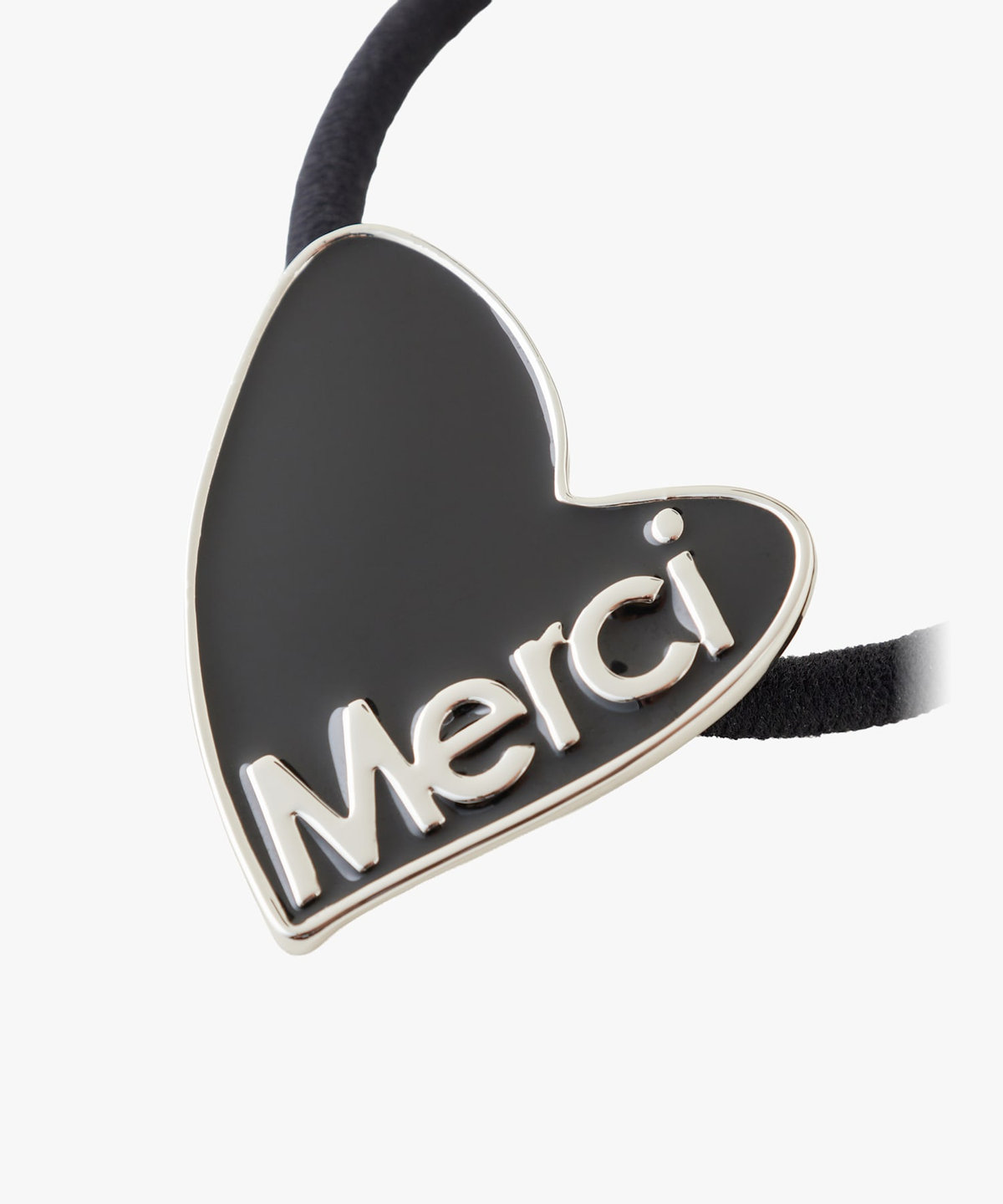 To b. by agnès b. メッセージ ハート ヘアタイ "Merci" ブラック