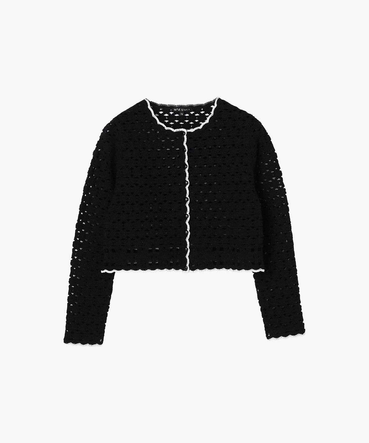 To b. by agnès b. コットン レース 刺繍 長袖 カーディガン ブラック