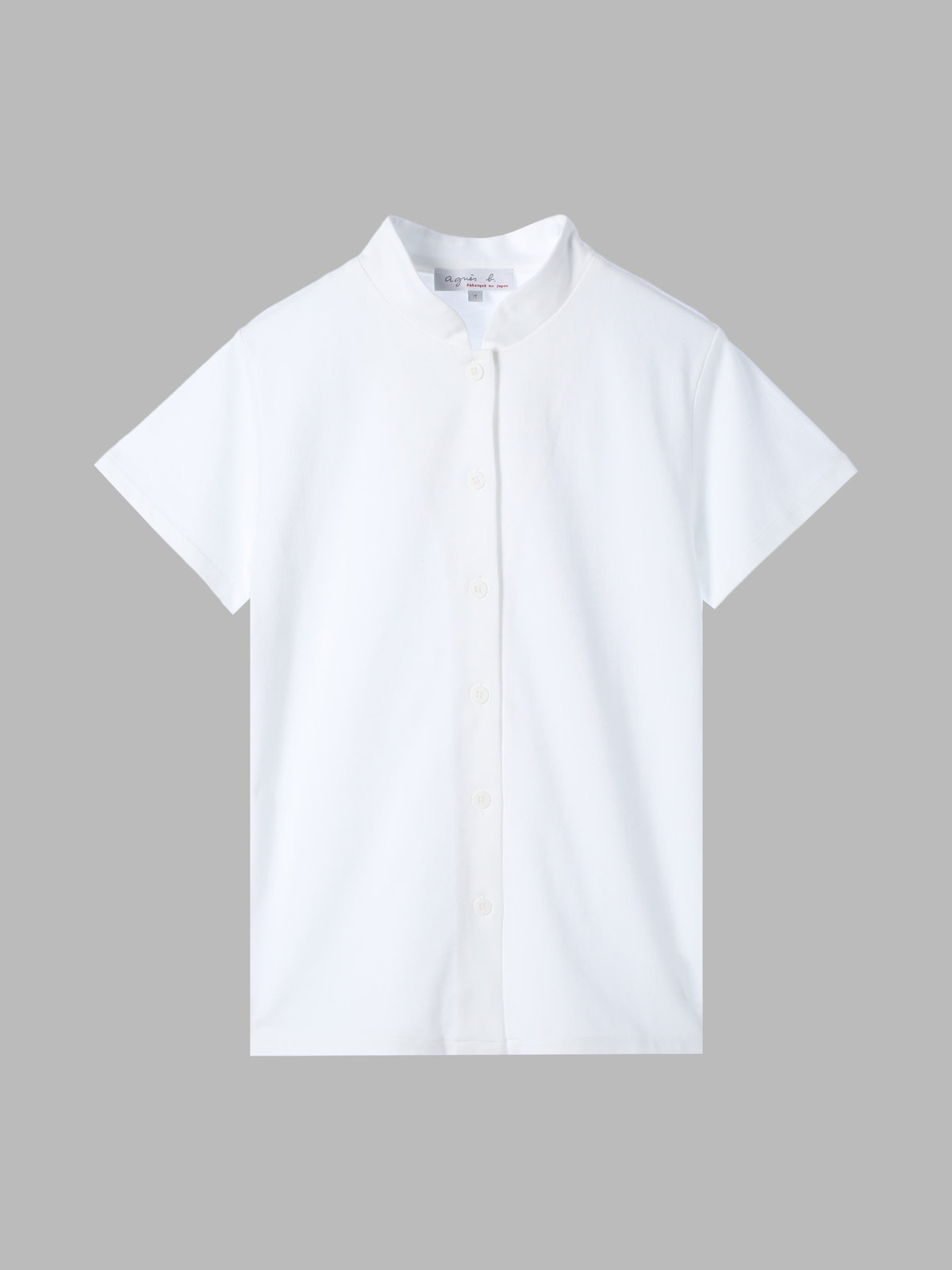 FEMME ウィメンズ コットン ハイネック 半袖 ブラウス ”Violaine” ホワイト