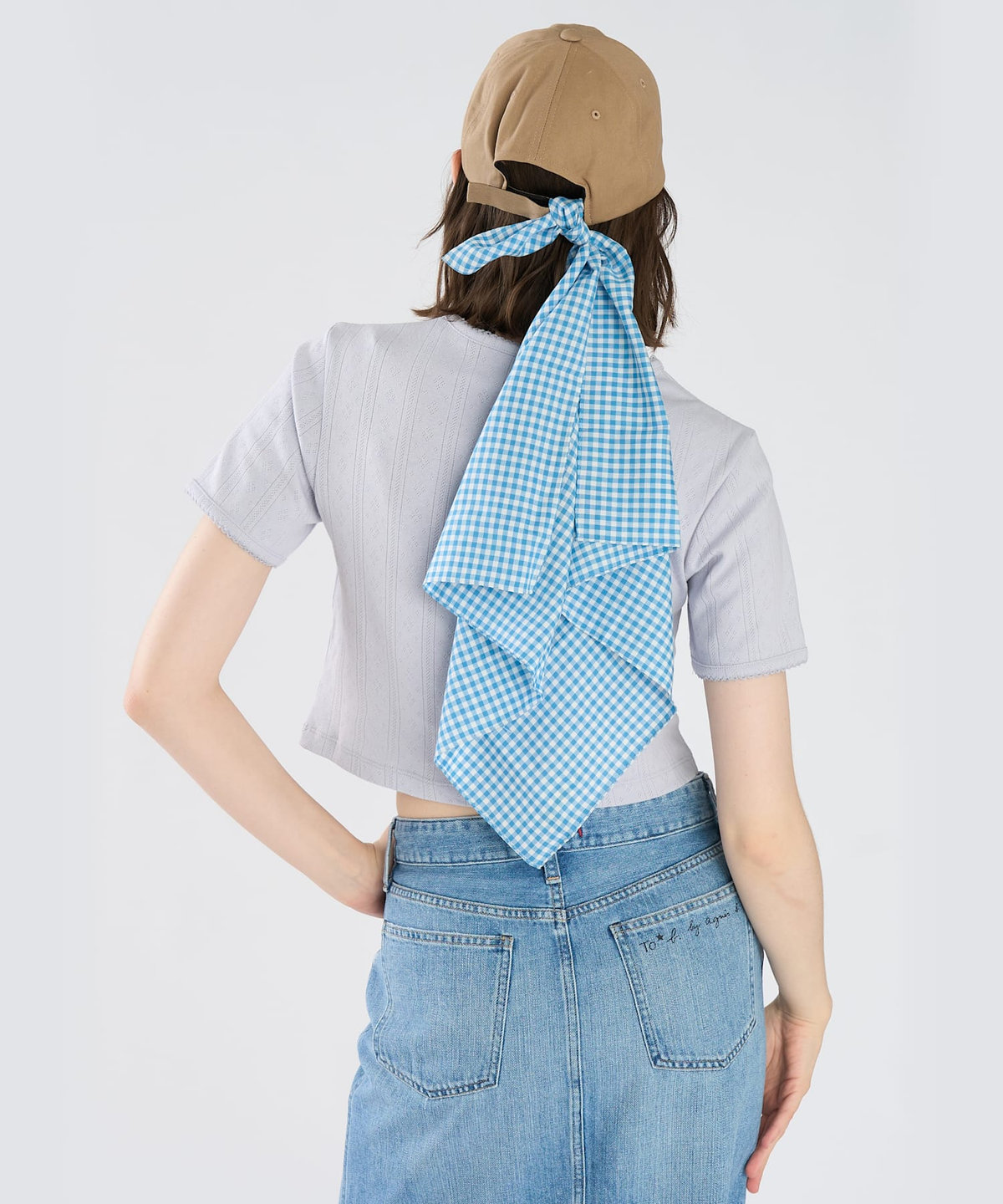 To b. by agnès b. アイレット コットン ジャージー コンパクト 半袖 Tシャツ ブルー