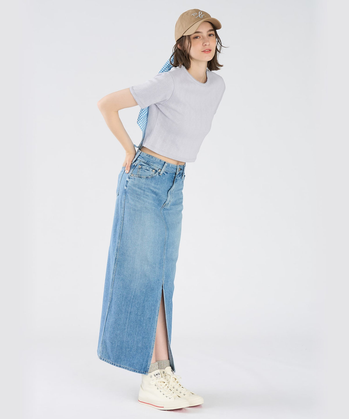 To b. by agnès b. アイレット コットン ジャージー コンパクト 半袖 Tシャツ ブルー