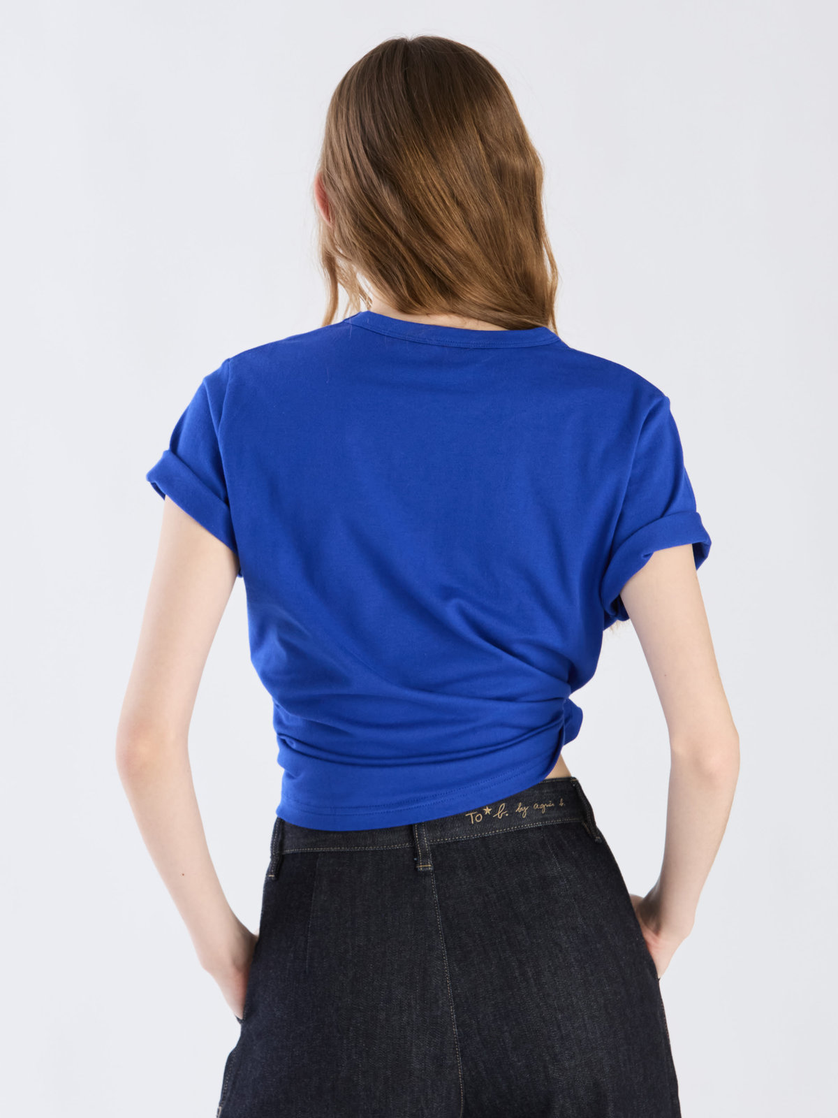 To b. by agnès b. 【Outlet】3D "To b."ロゴ刺繍 半袖 Tシャツ ブルー