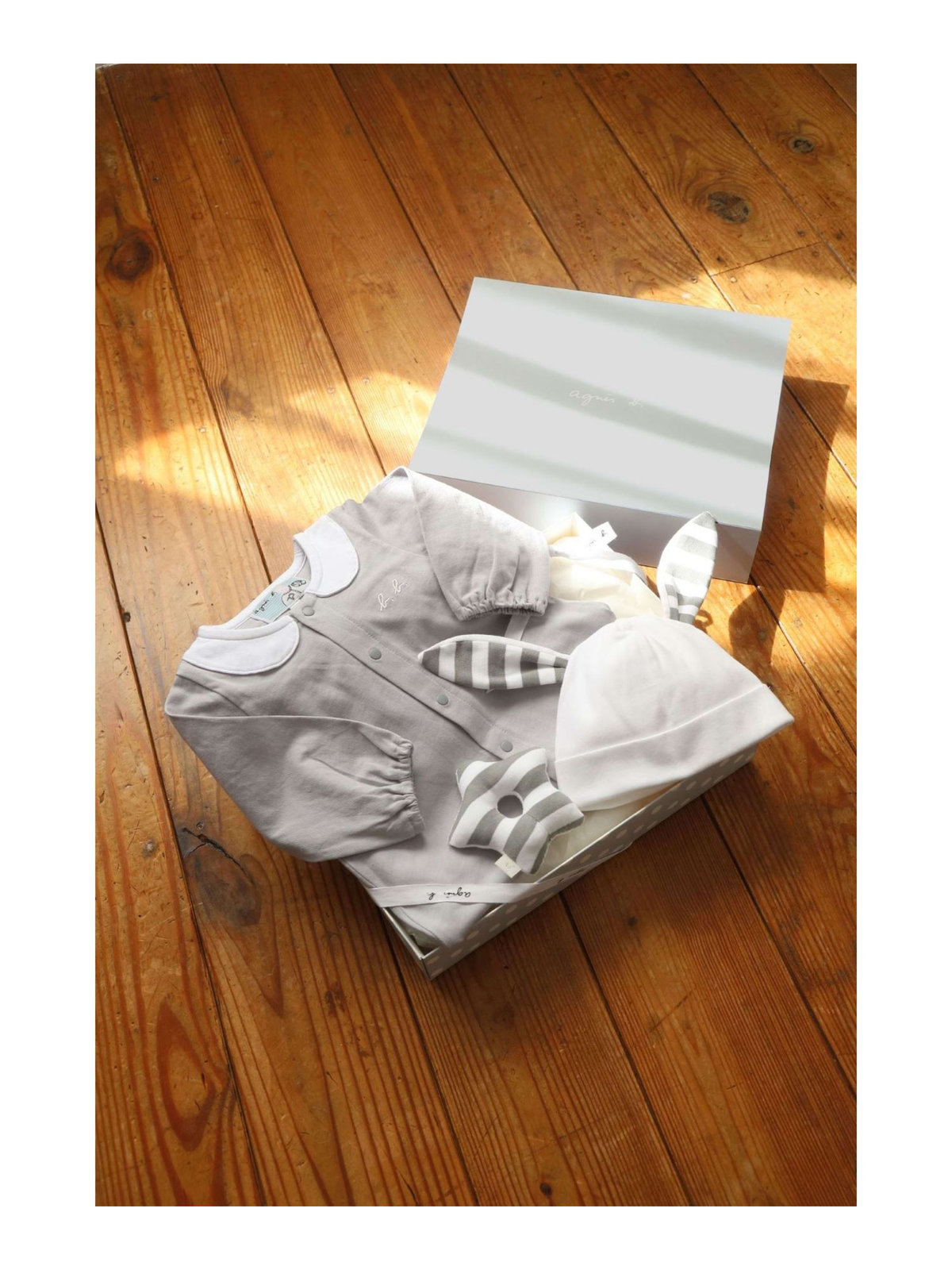 ENFANT ベビー WEB限定 ベビー ギフトボックス ボネ・ラトル・2wayオール 3点セット グレー