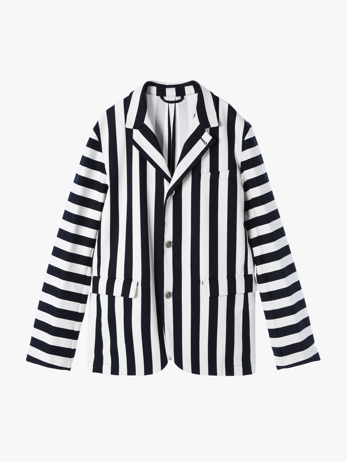 HOMME メンズ メンズ ストライプ コットン ジャケット ネイビー