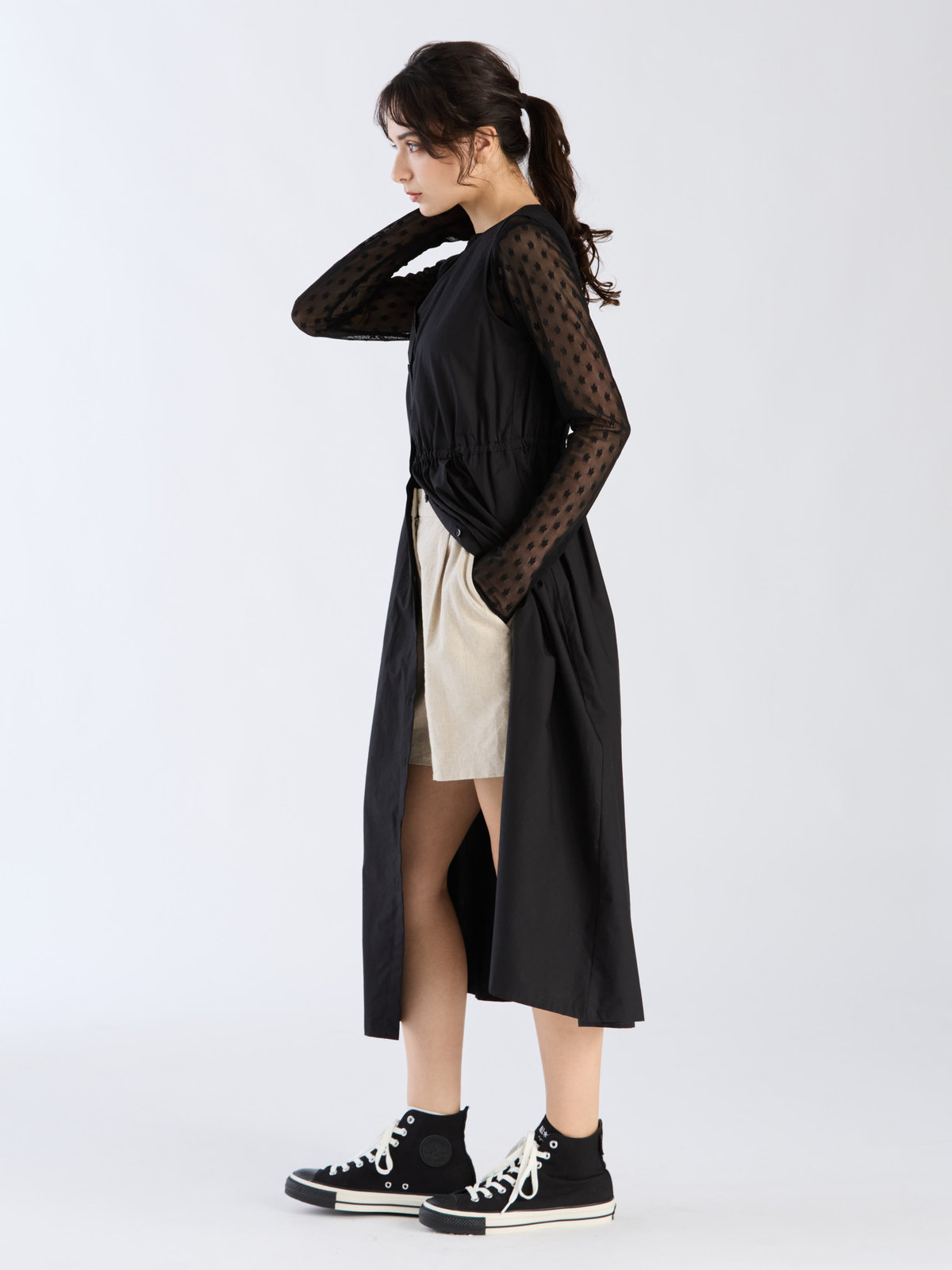 To b. by agnès b. 【Outlet】コットンタイプライタードレス ブラック