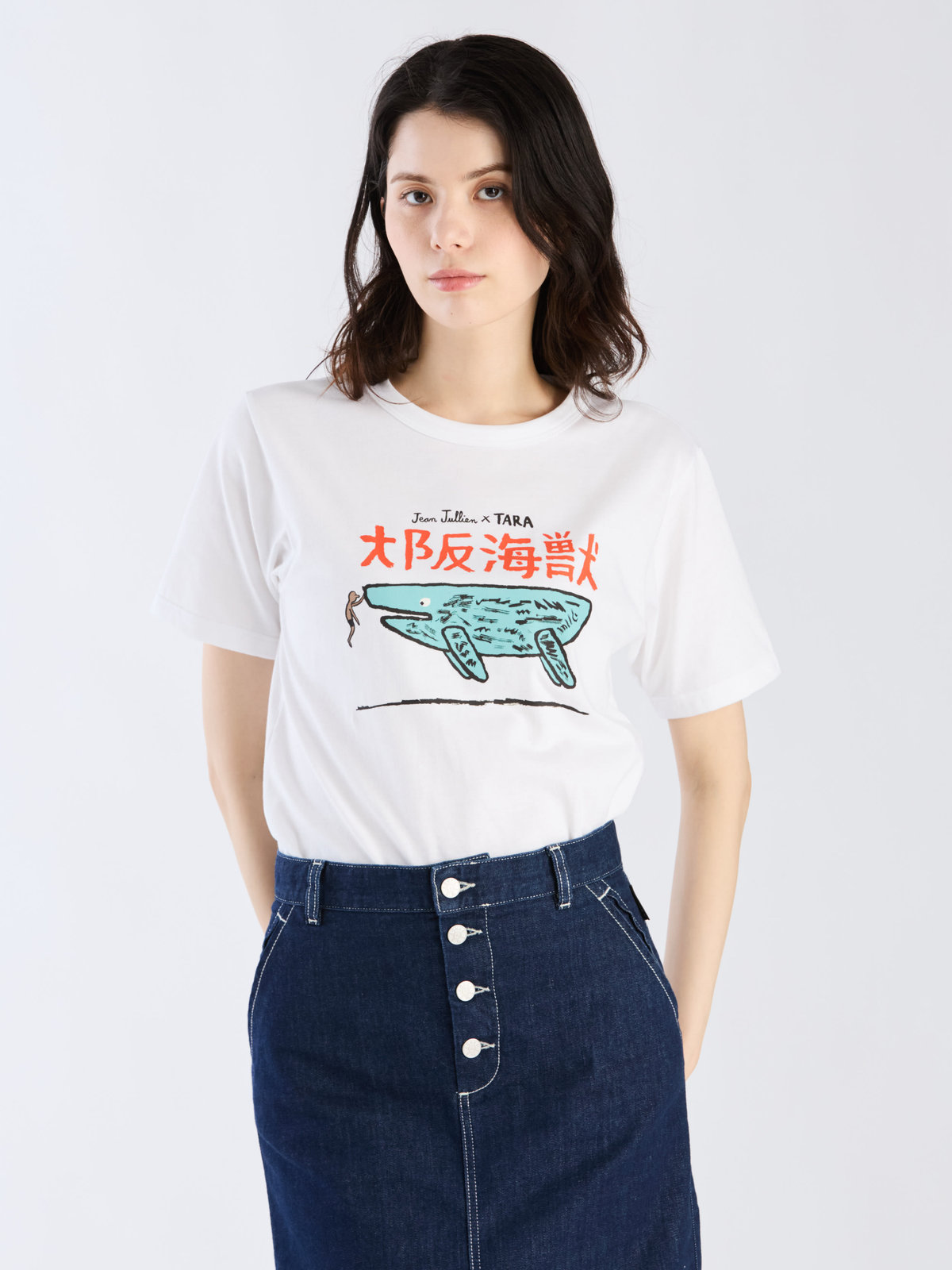 FEMME ウィメンズ Jean Jullien x TARA コットン 半袖 アーティストTシャツ ホワイト