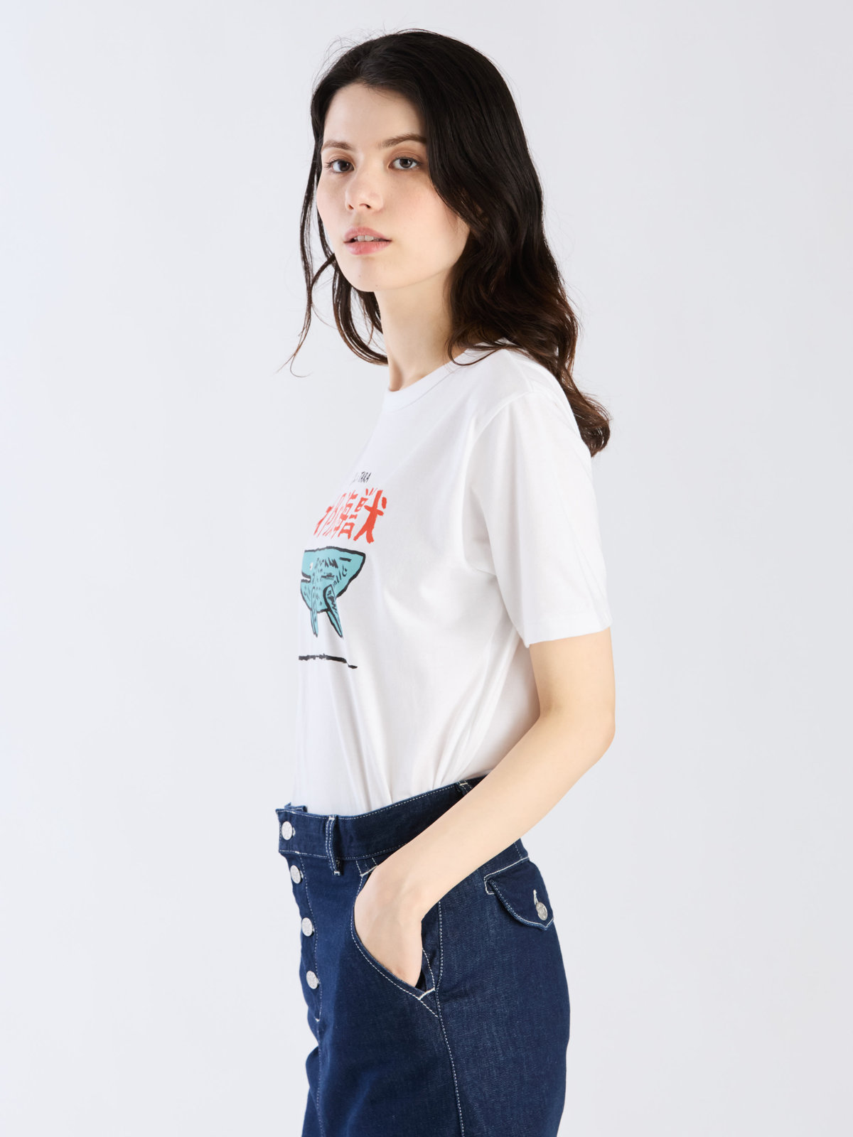 FEMME ウィメンズ Jean Jullien x TARA コットン 半袖 アーティストTシャツ ホワイト