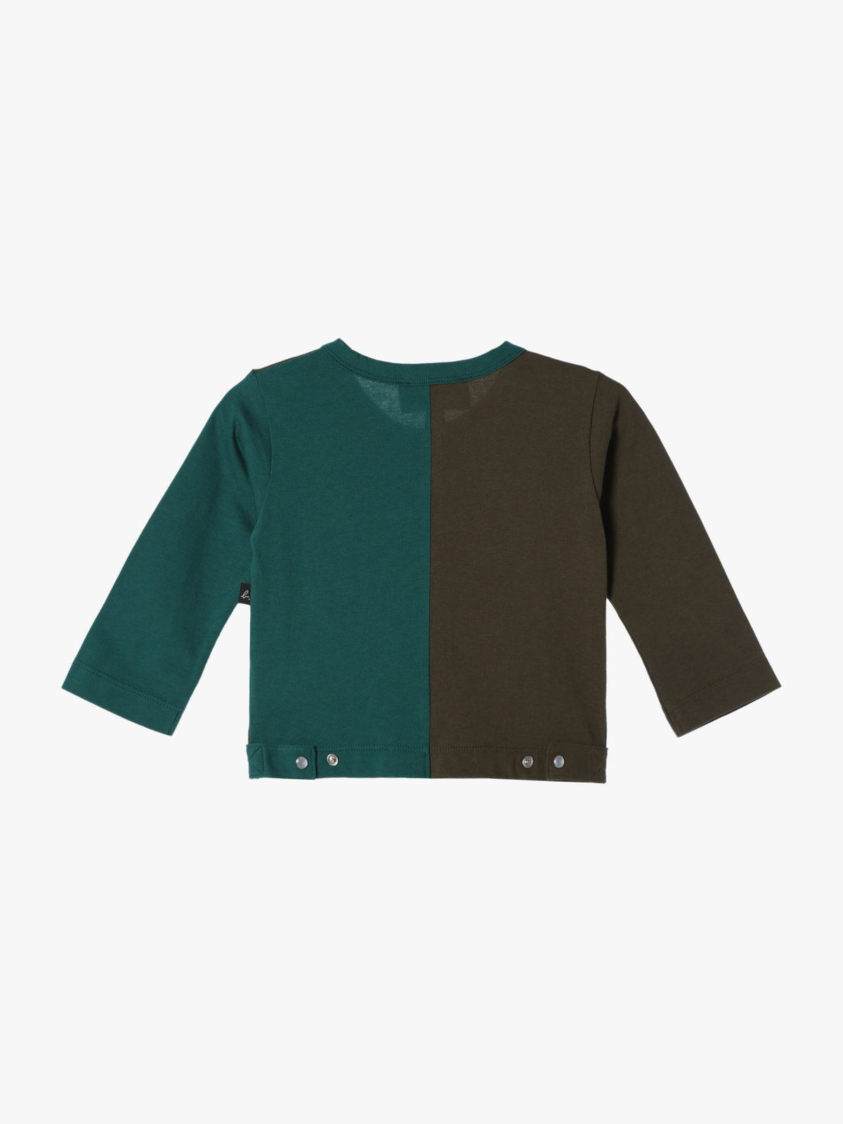 ENFANT ベビー 【Outlet】ベビー バイカラー コットン 長袖 カーディガンプレッション グリーン