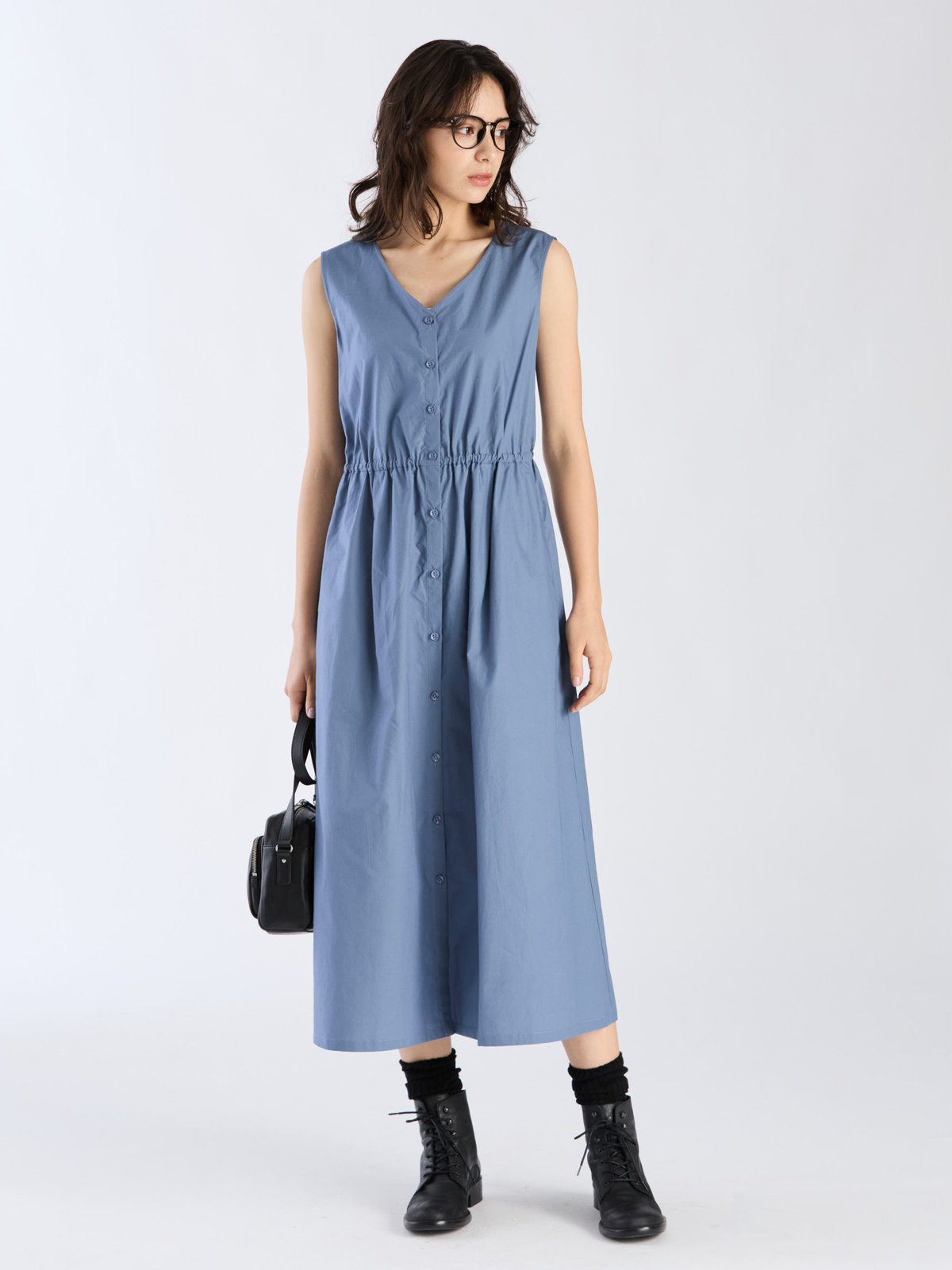 To b. by agnès b. 【Outlet】コットンタイプライタードレス ブルー