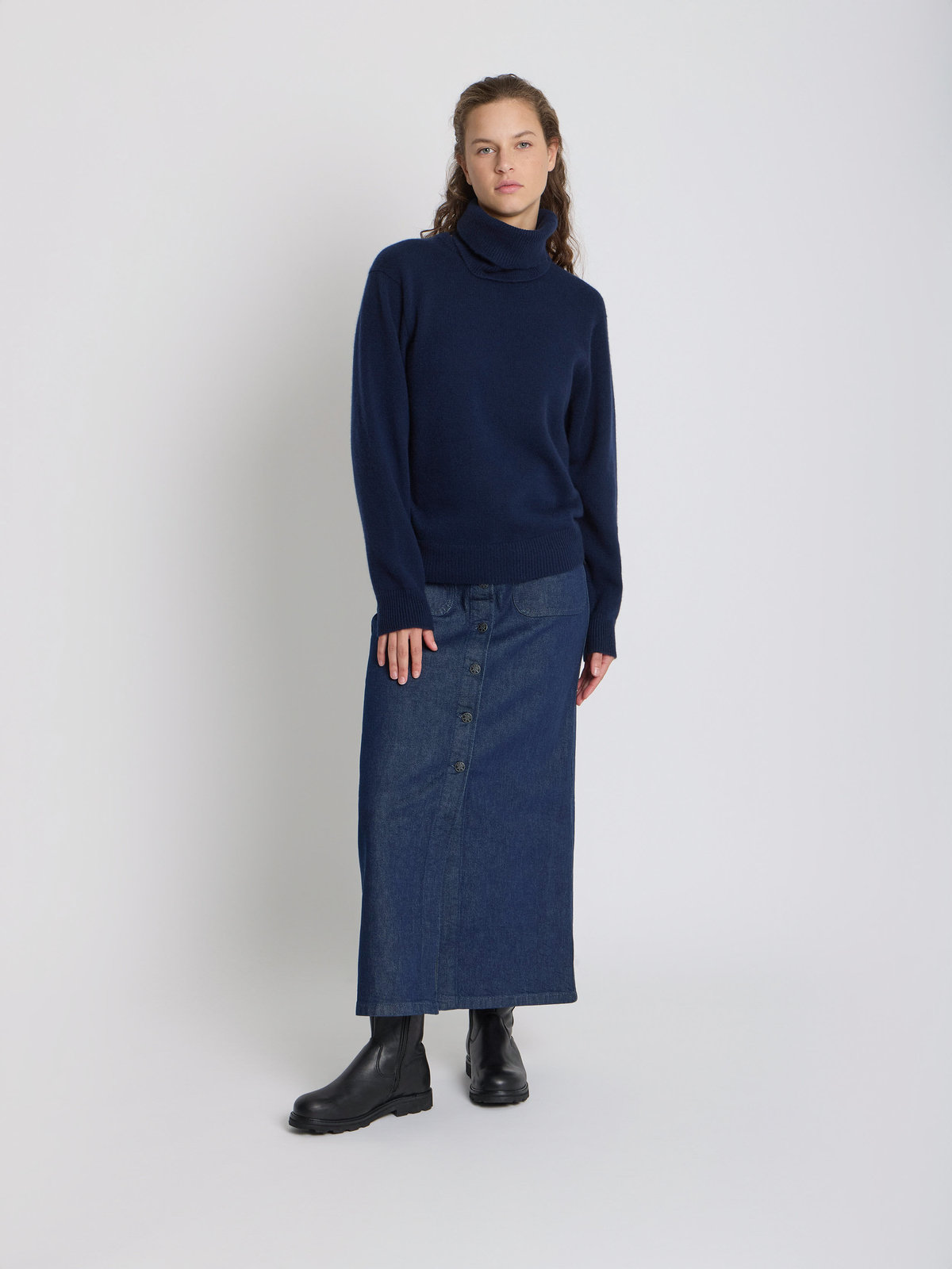 FEMME ウィメンズ カシミヤ タートルネック ニット プルオーバー "Ab" ブルー系その他
