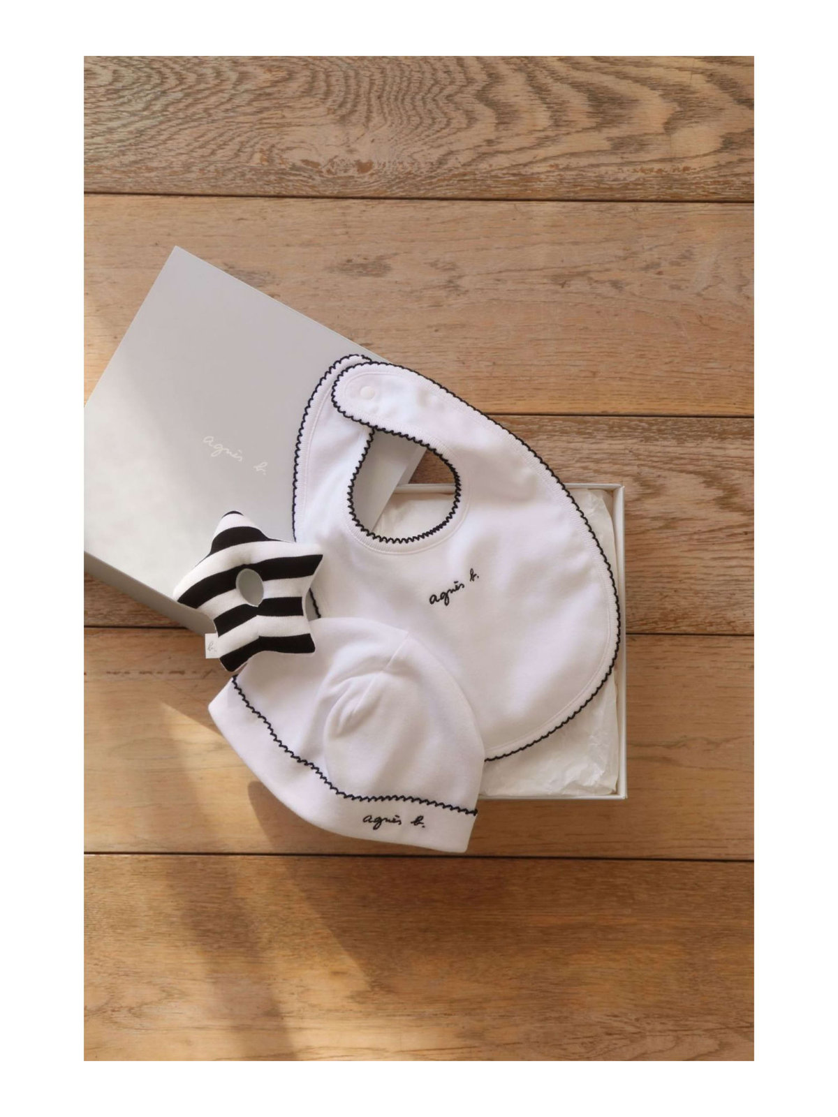 ENFANT ベビー WEB限定 ベビーギフトボックス ボネ・スタイ・ラトル 3点セット ブラック