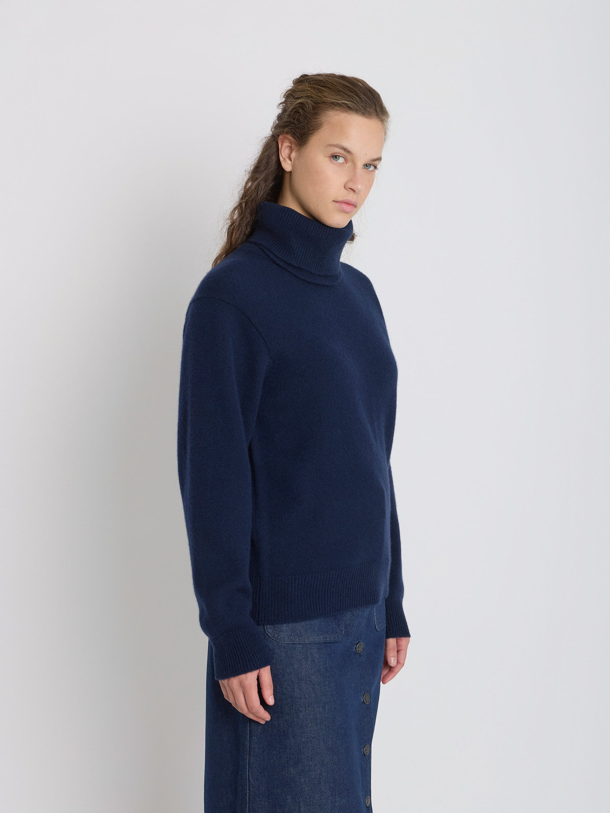 FEMME ウィメンズ カシミヤ タートルネック ニット プルオーバー "Ab" ブルー系その他