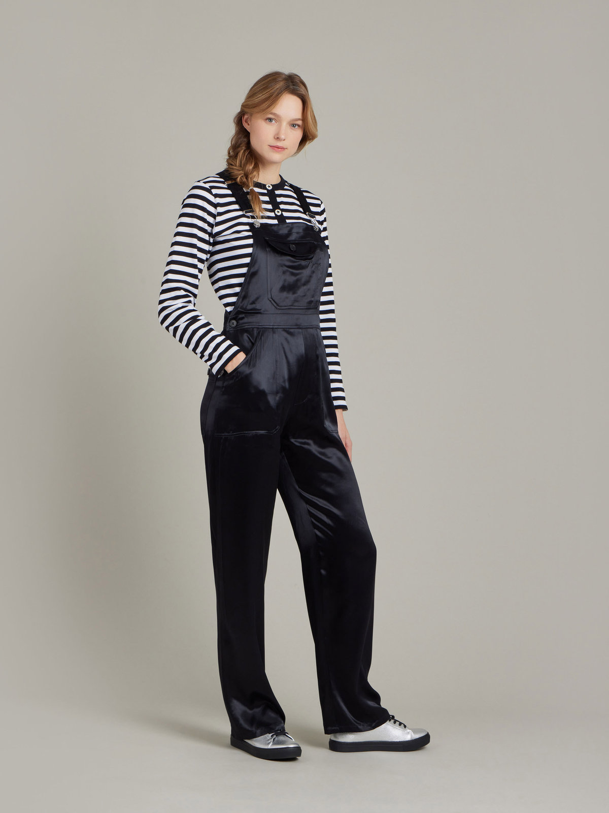 FEMME ウィメンズ サテン サロペット "Rue du Jour" ブラック