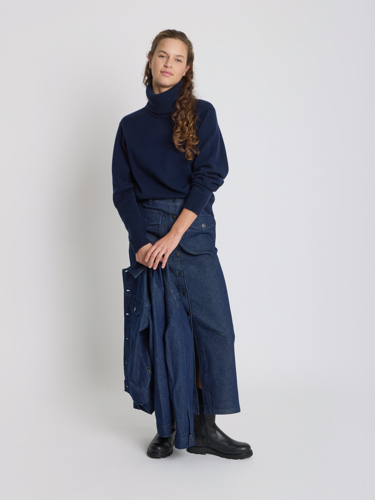 FEMME ウィメンズ カシミヤ タートルネック ニット プルオーバー "Ab" ブルー系その他