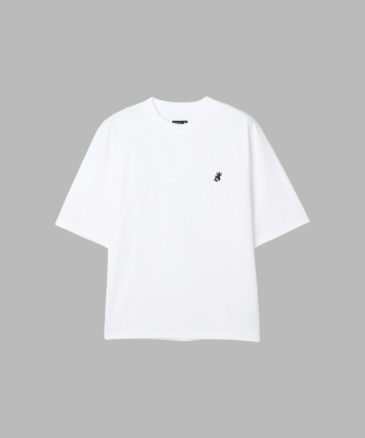 HOMME メンズ メンズ 刺繍 コットン 半袖 Tシャツ "Lezard" ホワイト