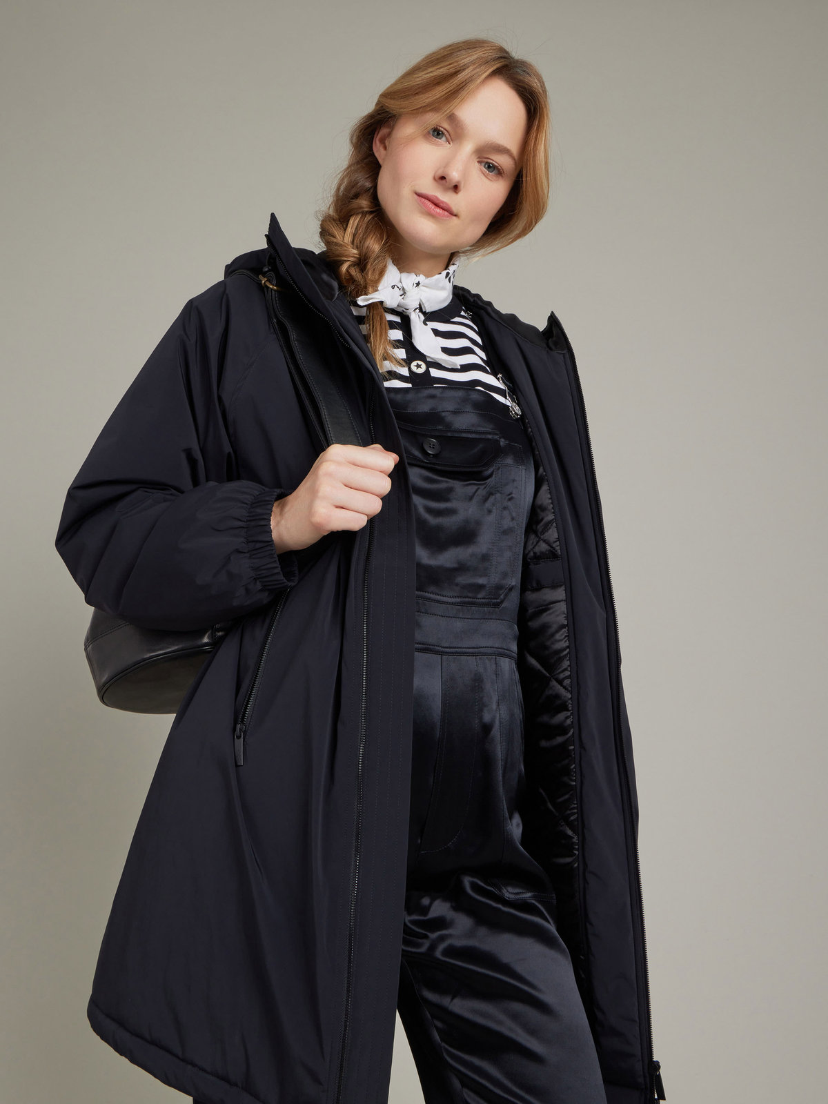 FEMME ウィメンズ サテン サロペット "Rue du Jour" ブラック