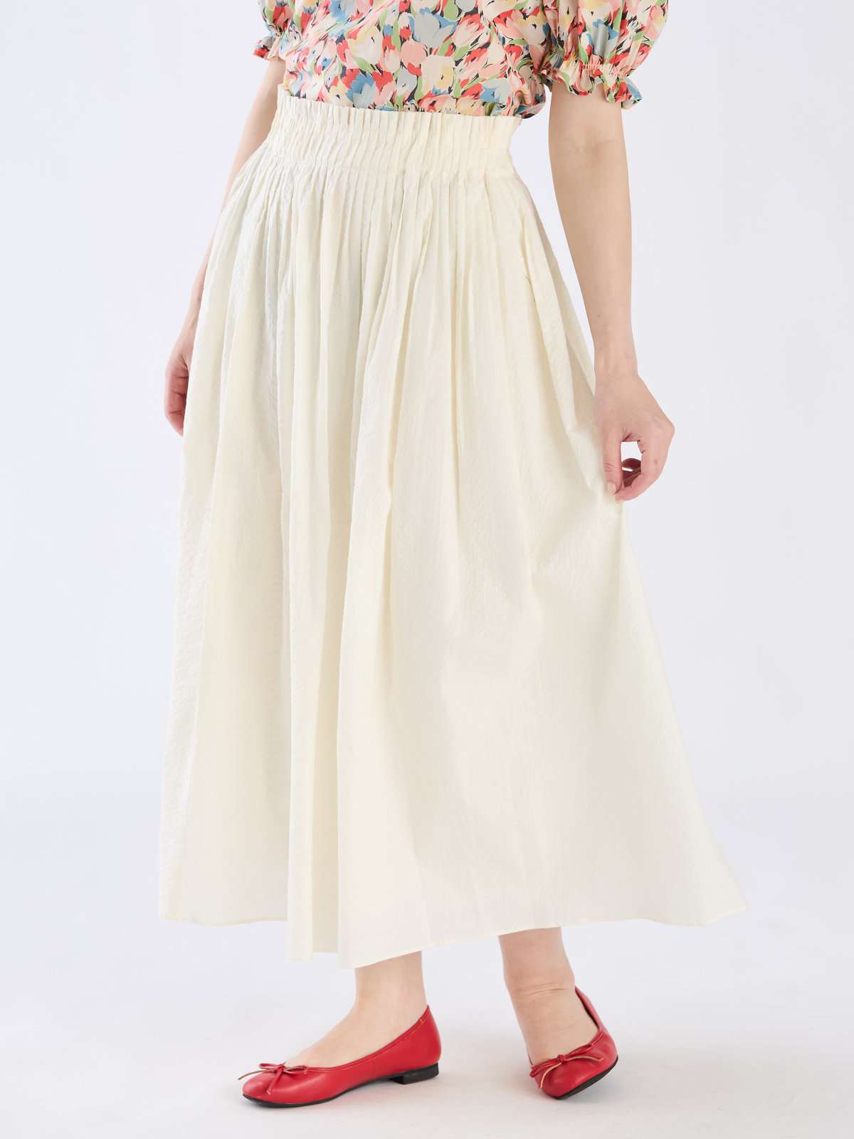 To b. by agnès b. 【Outlet】ポコポココットンスカート ホワイト