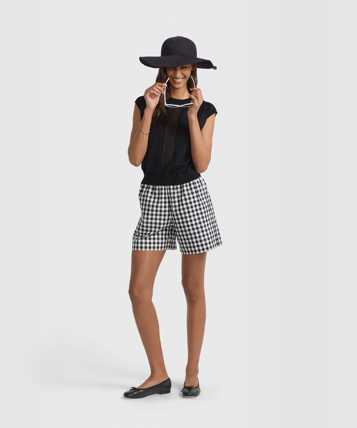 FEMME ウィメンズ コットン ニット ノースリーブ プルオーバー "Rickie" ブラック