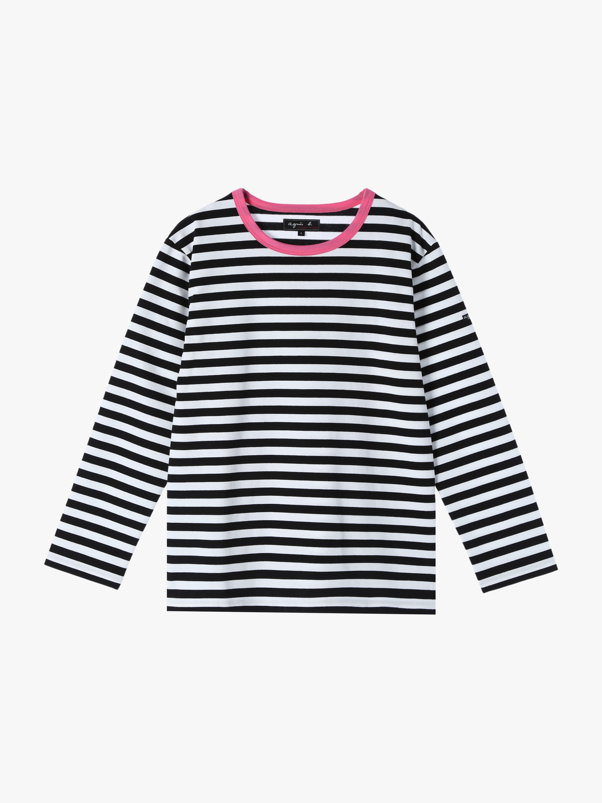 FEMME ウィメンズ 細ボーダー コットン 長袖 Tシャツ "Biotop" ブラック