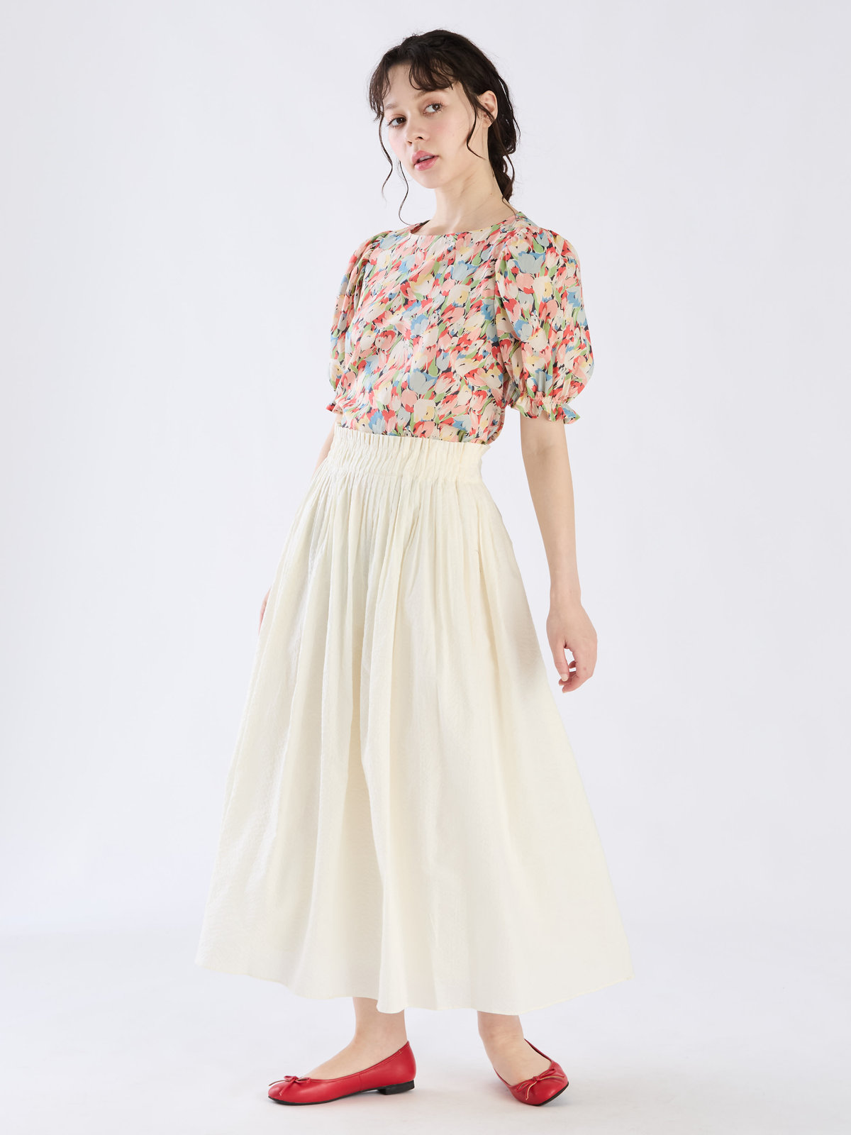 To b. by agnès b. 【Outlet】ポコポココットンスカート ホワイト