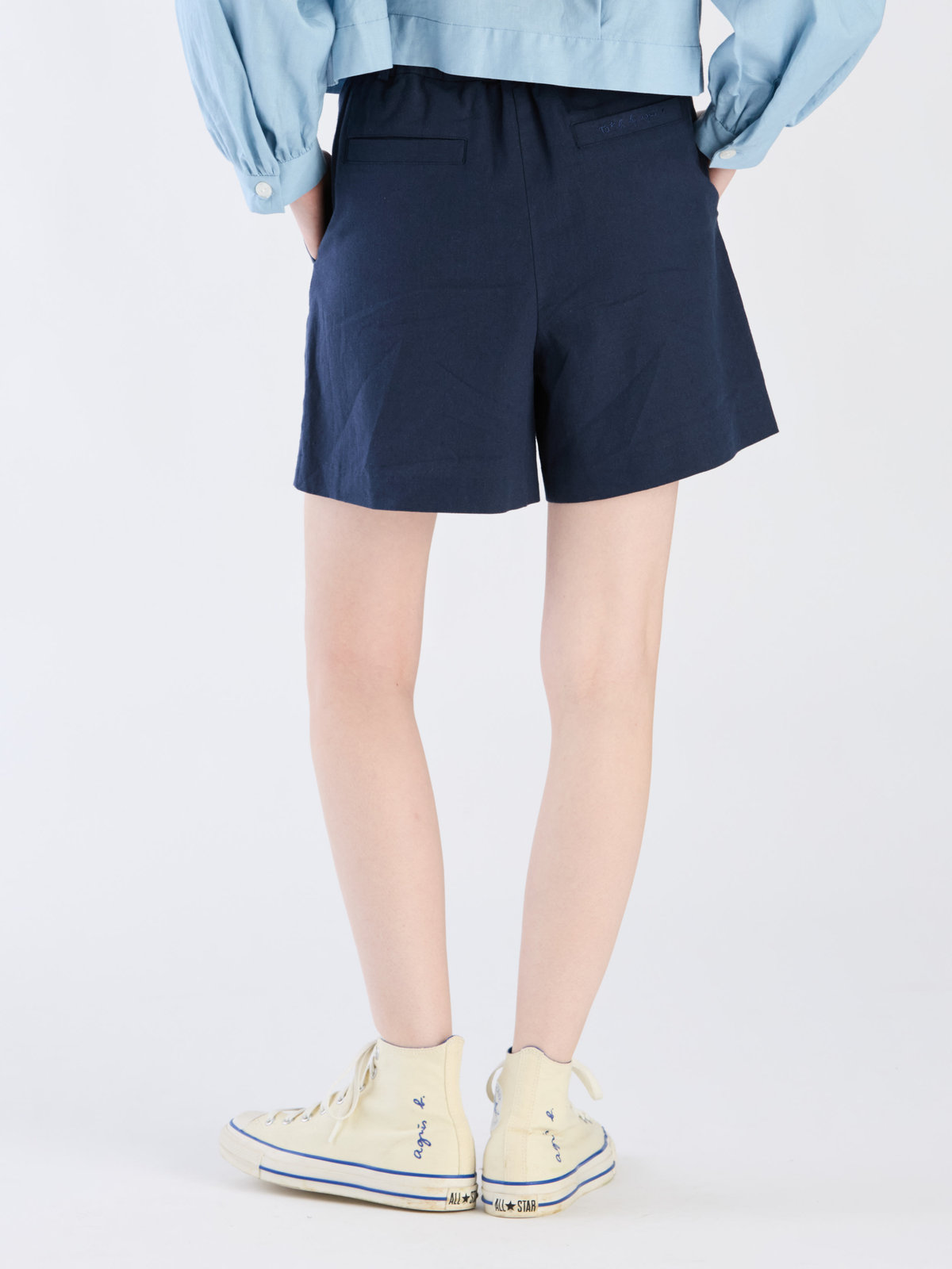 To b. by agnès b. 【Outlet】リネンコットンキャンバスショートパンツ ネイビー