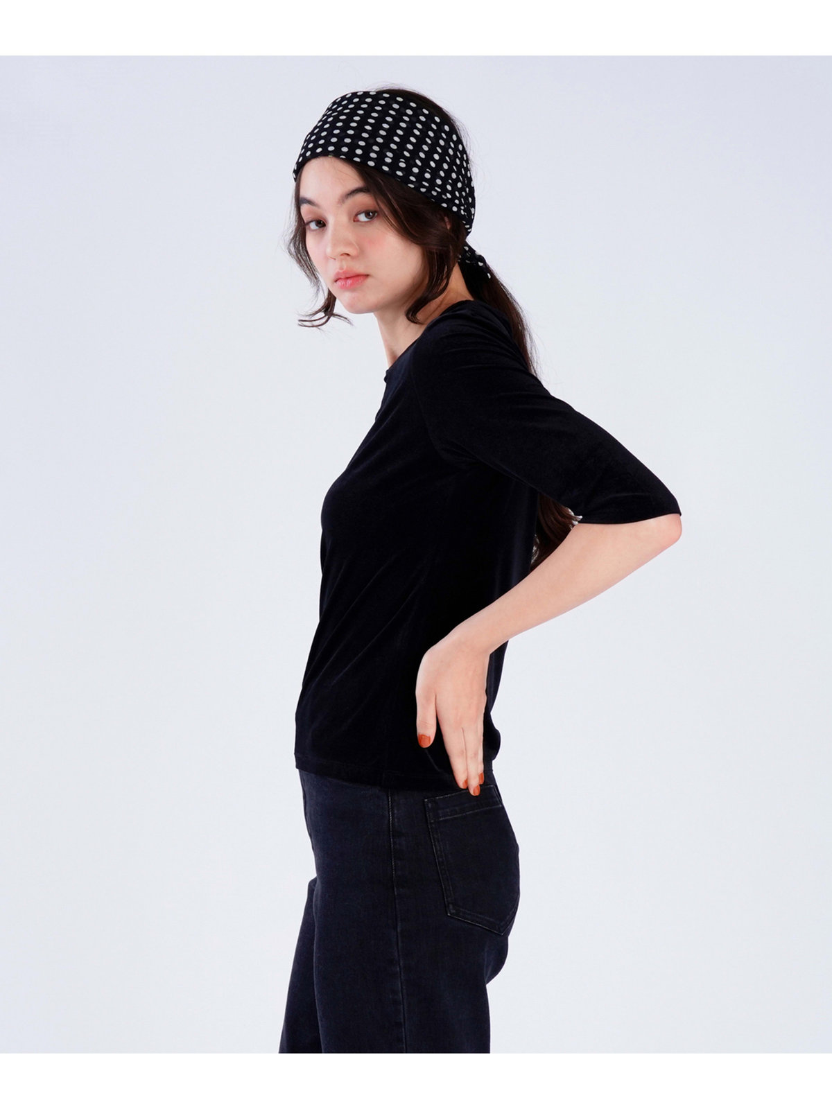 To b. by agnès b. 【Outlet】シアーベロアティーシャツ ブラック