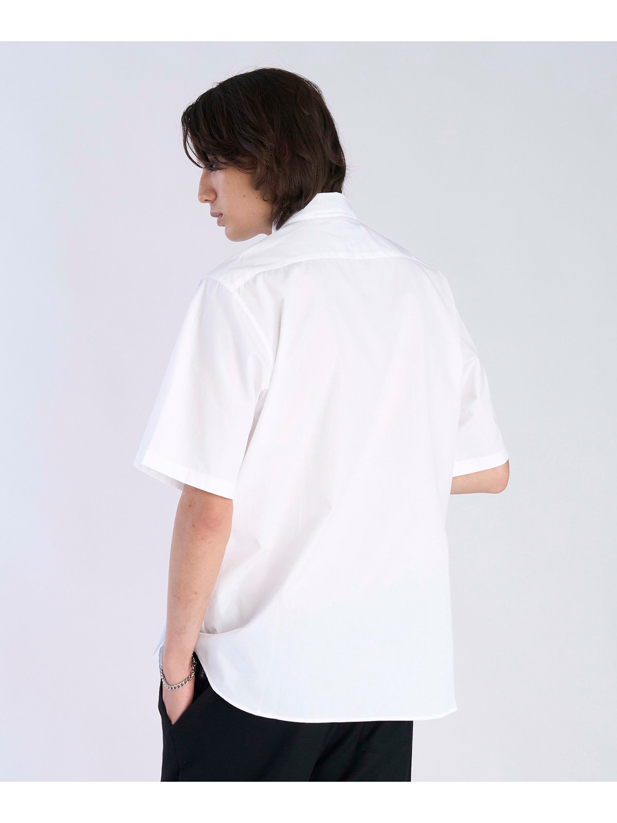 HOMME メンズ メンズ ロゴ 刺繍 半袖 シャツ ”Andy” ホワイト