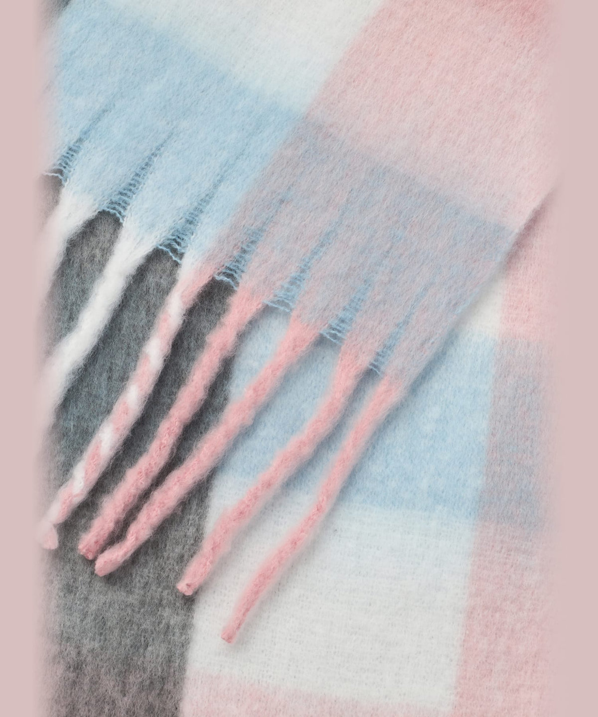 To b. by agnès b. ブロックチェック マフラー ブルー