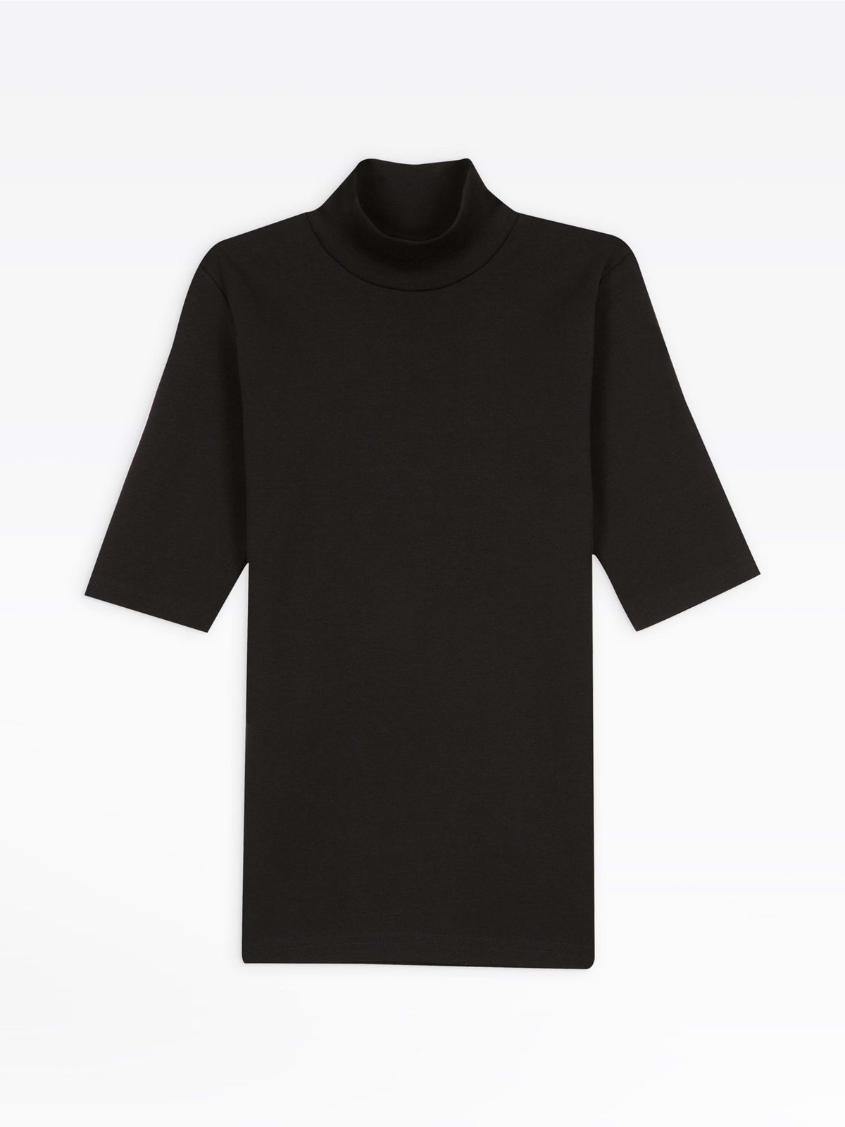 FEMME ウィメンズ コットン 半袖 ハイネックTシャツ "Vian" ブラック