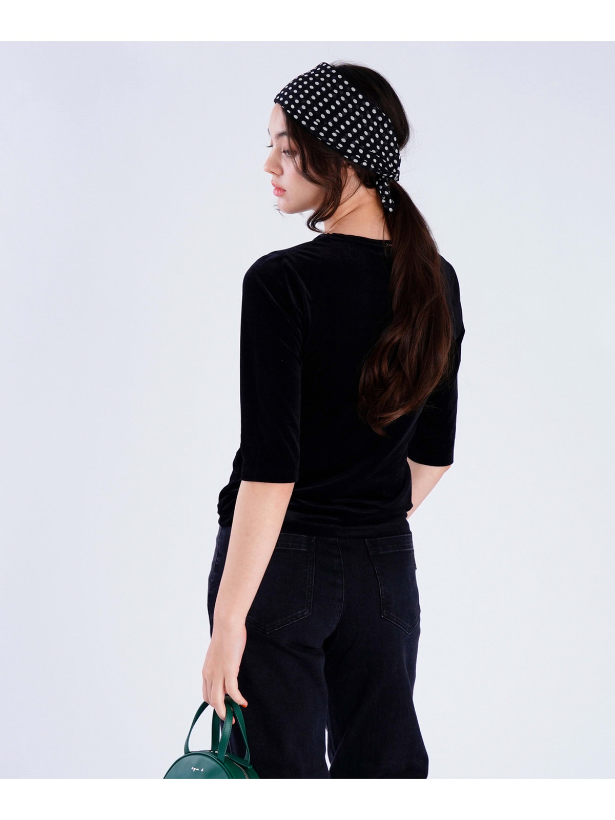 To b. by agnès b. 【Outlet】シアーベロアティーシャツ ブラック