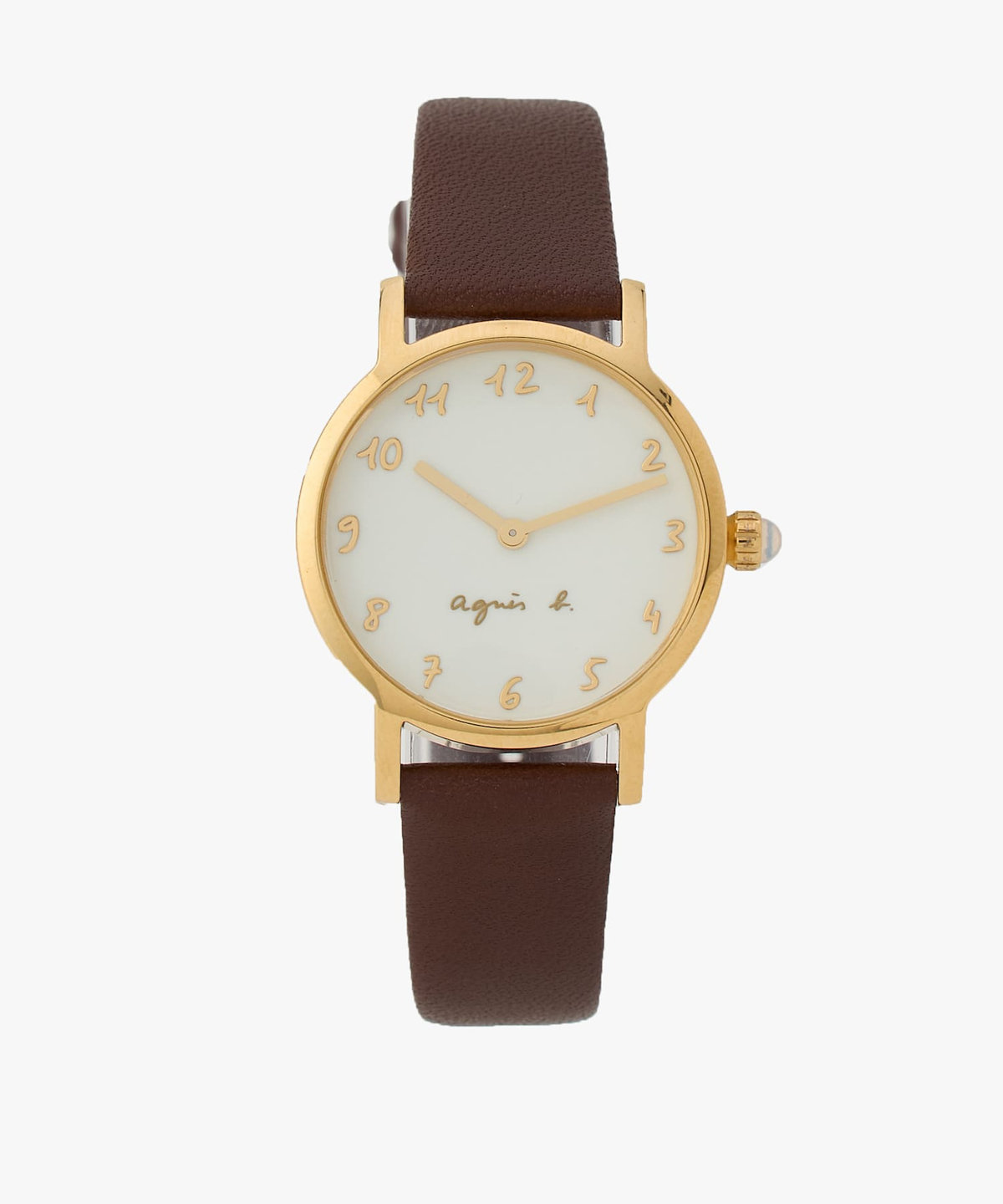 FEMME ウィメンズ ブラウン レザー ラウンド ウォッチ "Marcello" ダークブラウン