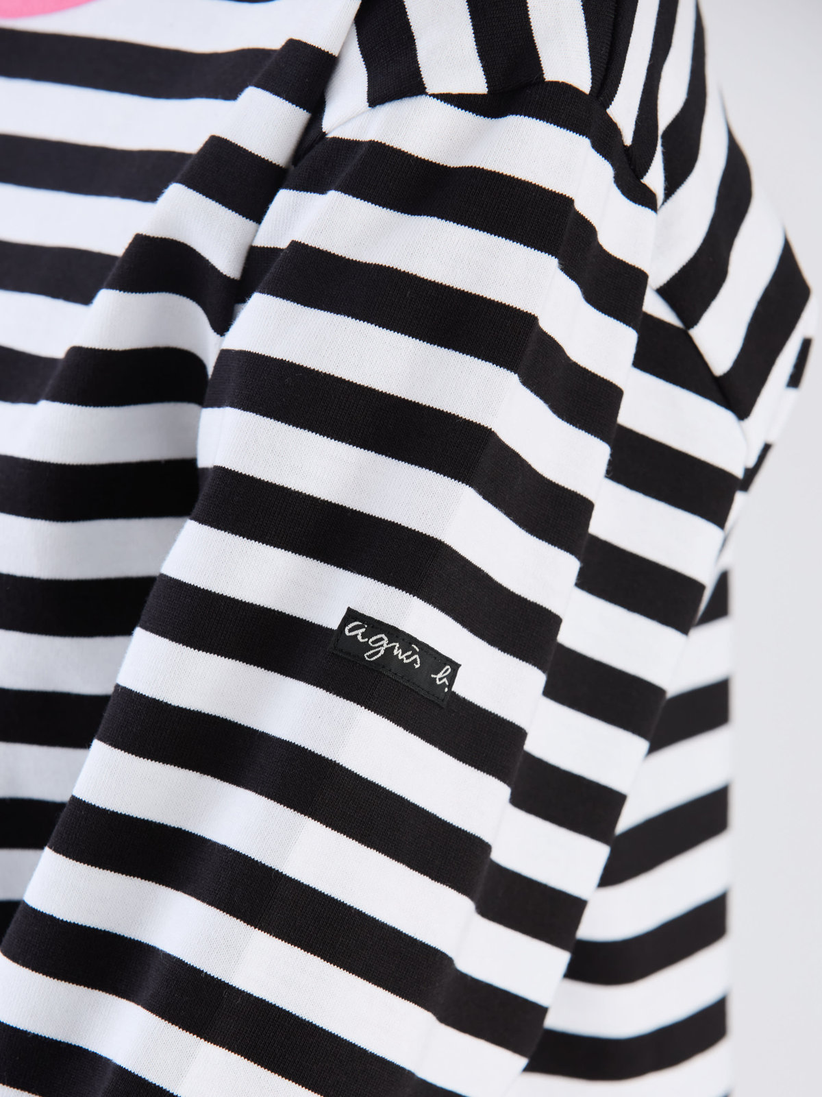 FEMME ウィメンズ 細ボーダー コットン 長袖 Tシャツ "Biotop" ブラック