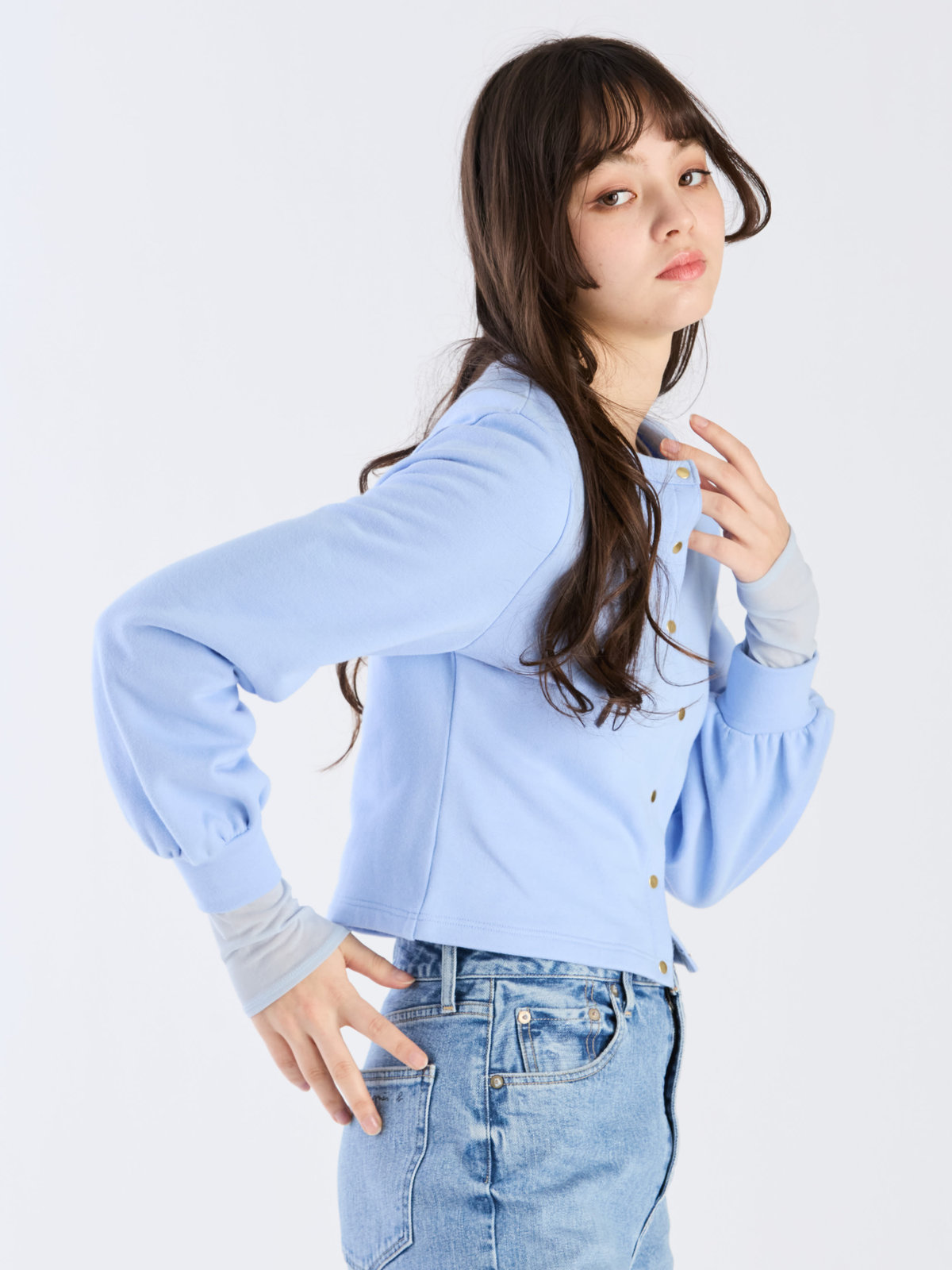 To b. by agnès b. 【Outlet】コットン トラディショナルプリティ カーディガン ブルー