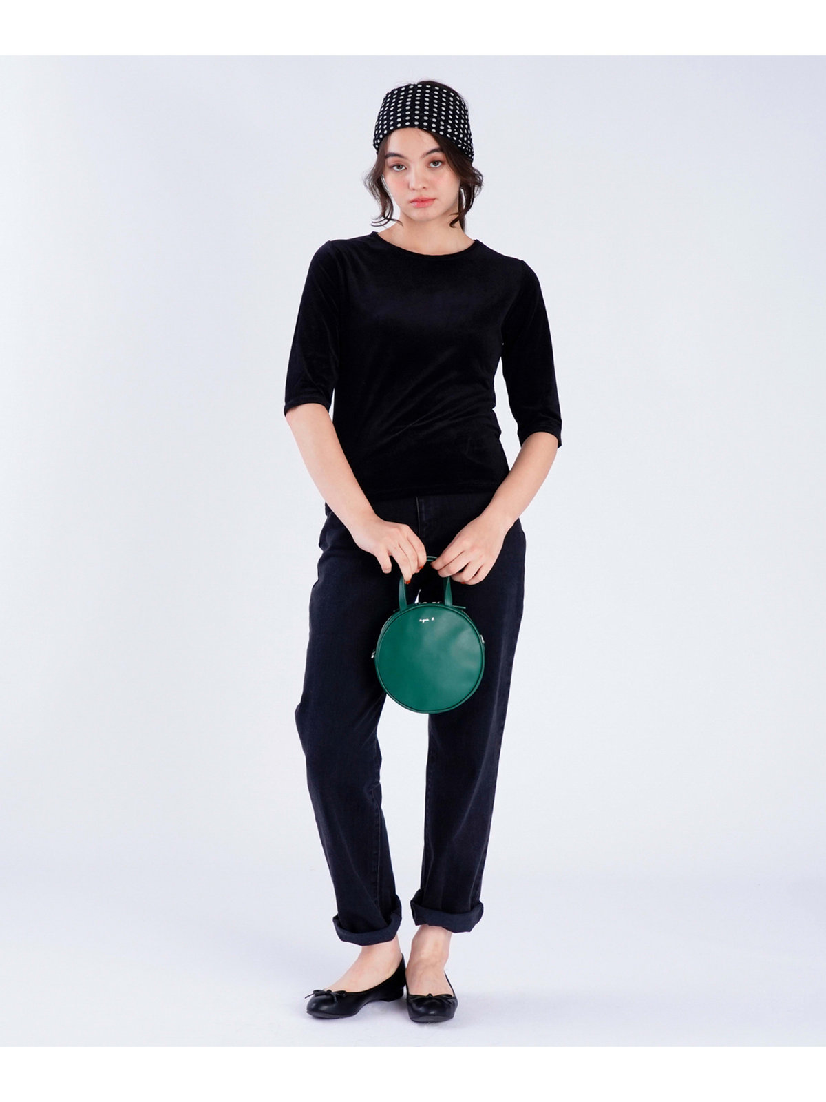 To b. by agnès b. 【Outlet】シアーベロアティーシャツ ブラック