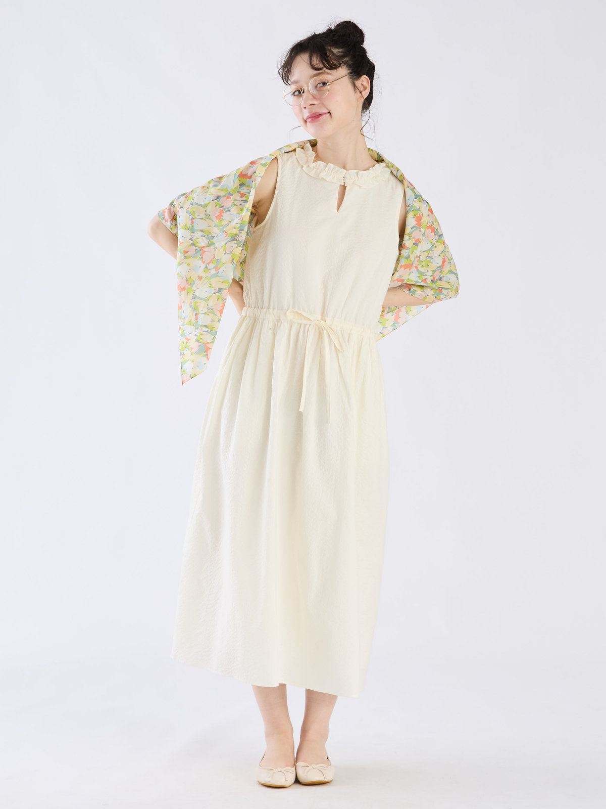 To b. by agnès b. 【Outlet】ポコポココットンドレス ホワイト